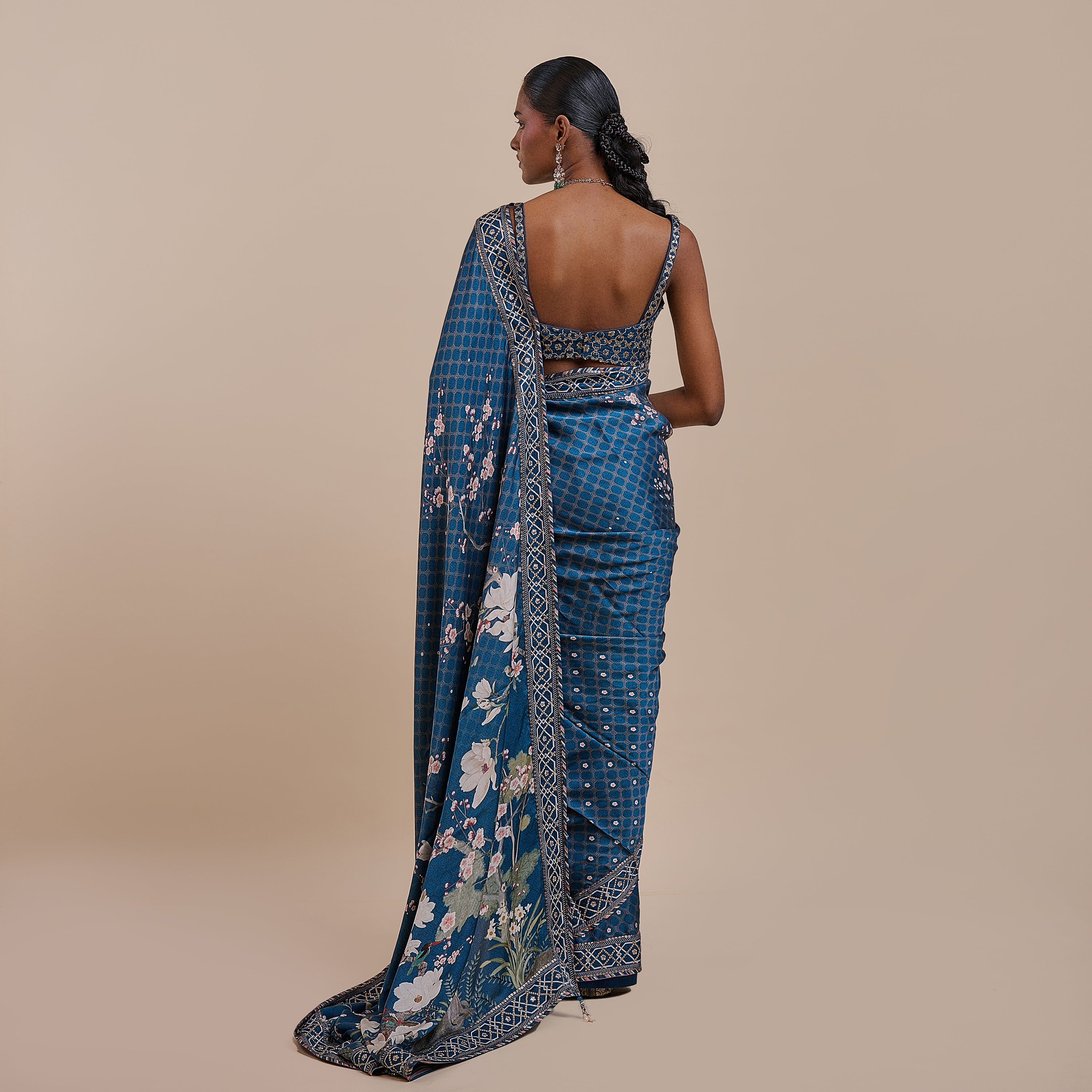 Midnight Blue Saree Set | ATTH