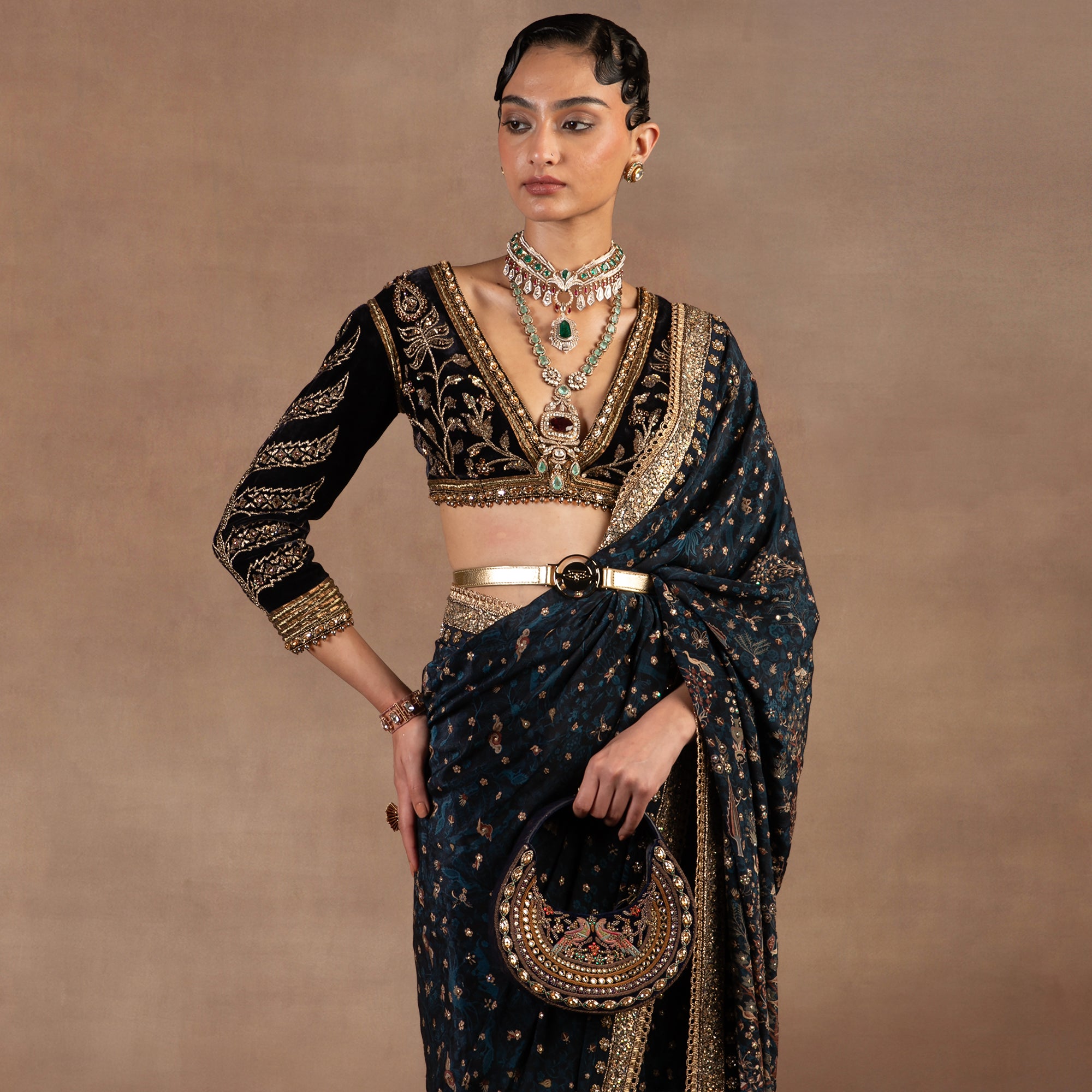 Midnight Blue Saree Set | EAST