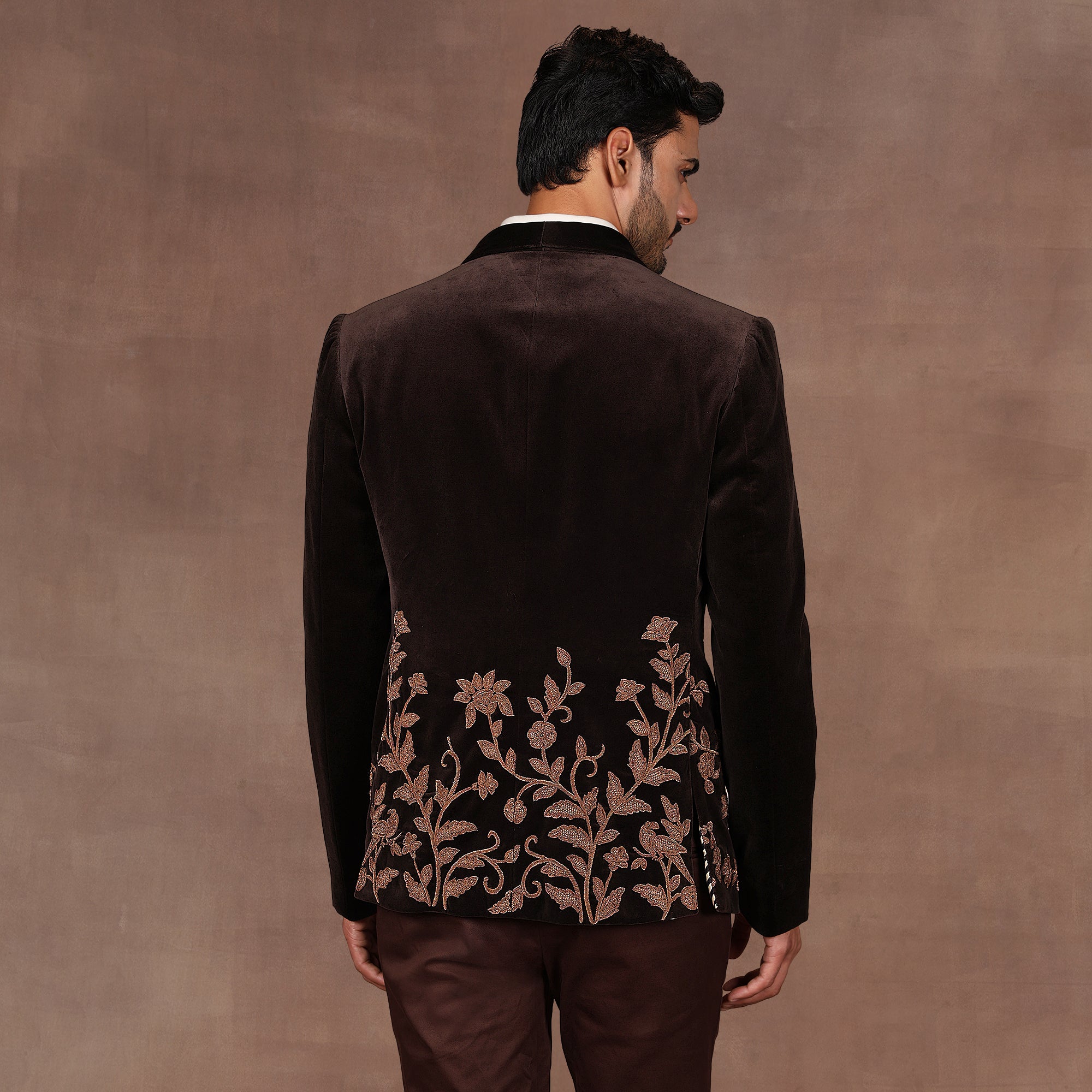Mocha Brown Velvet Tuxedo | EAST