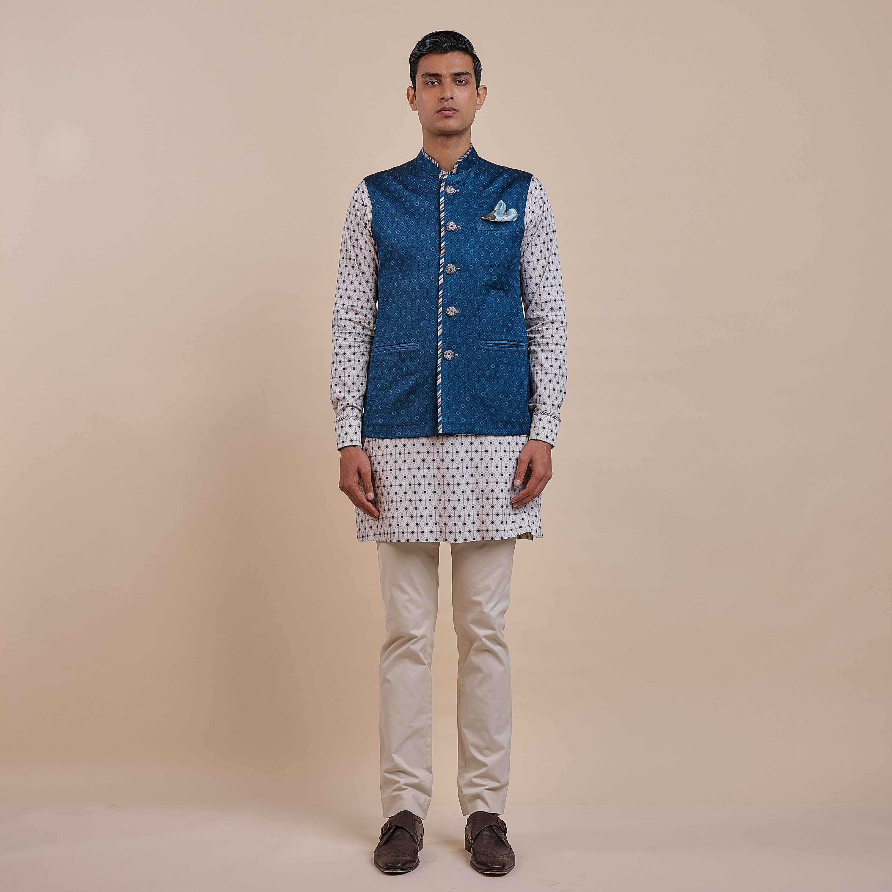 Navy Blue Nehru Jacket | ATTH