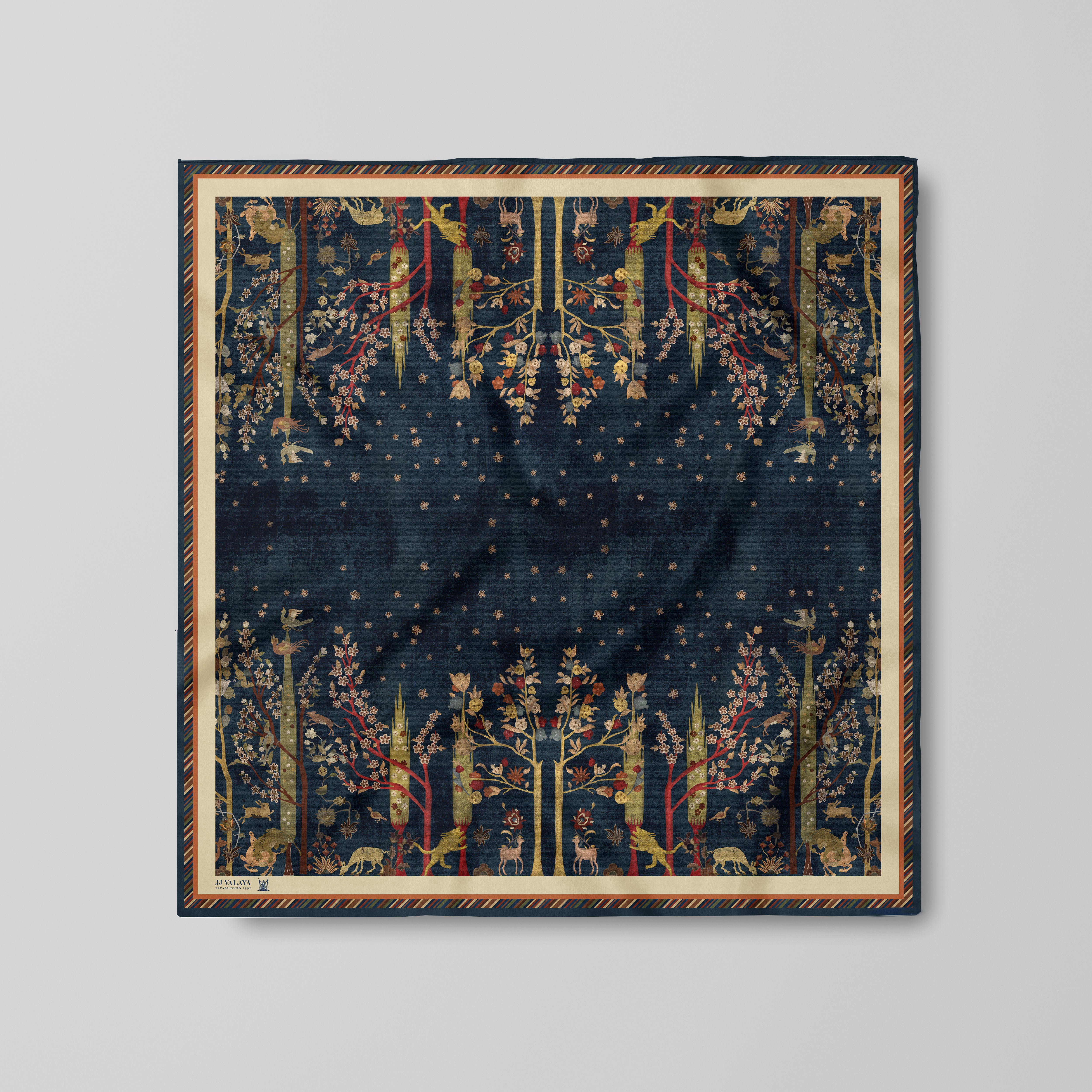 Navy Blue Printed Scarf