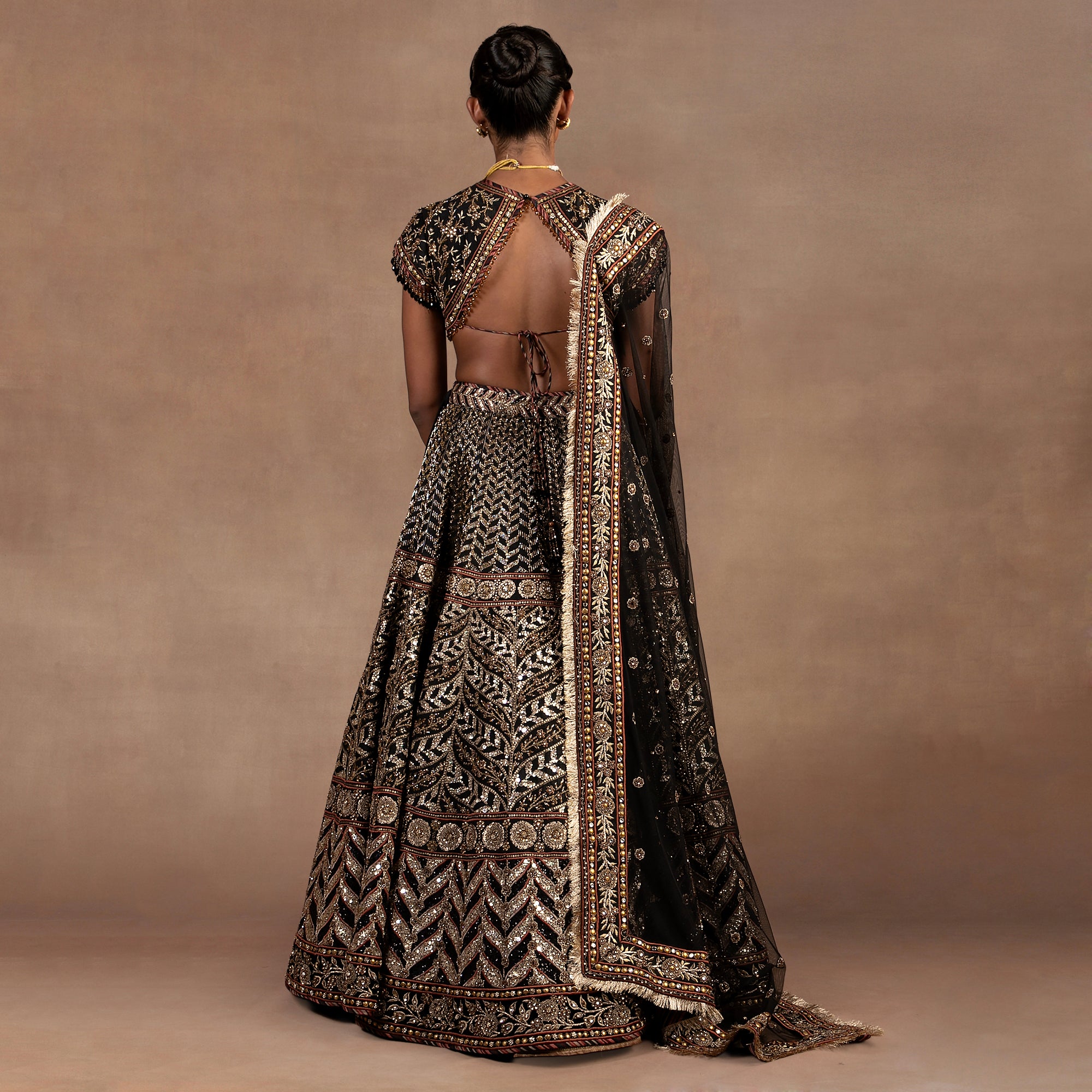 Noir Chevron Lehenga Set | EAST