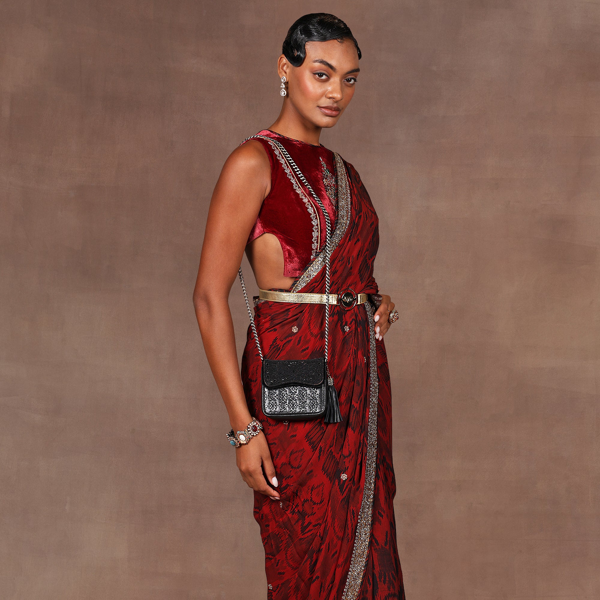 Noir - Gold Mini Flap Bag