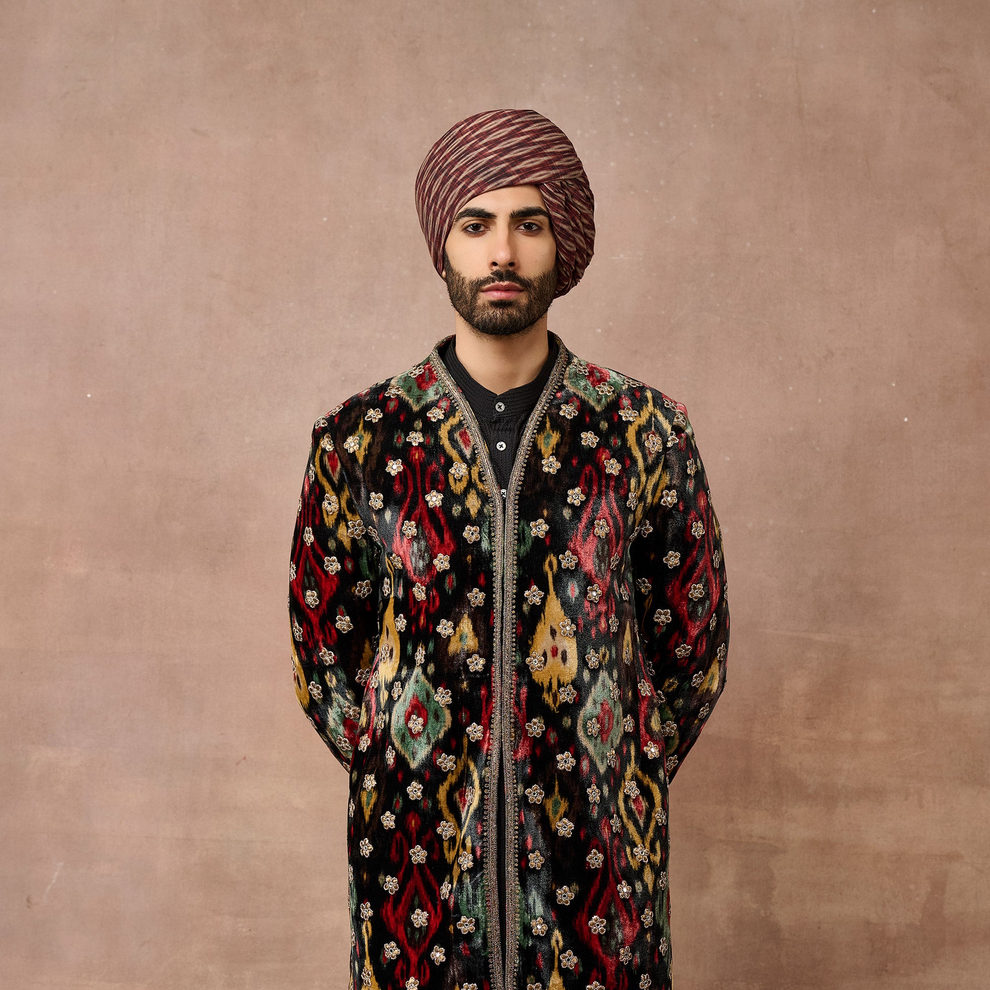 Noir Ikat Sherwani Set | EAST