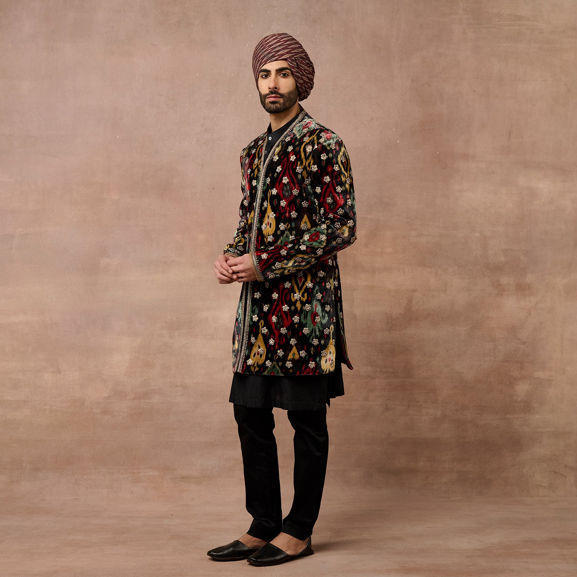 Noir Ikat Sherwani Set | EAST
