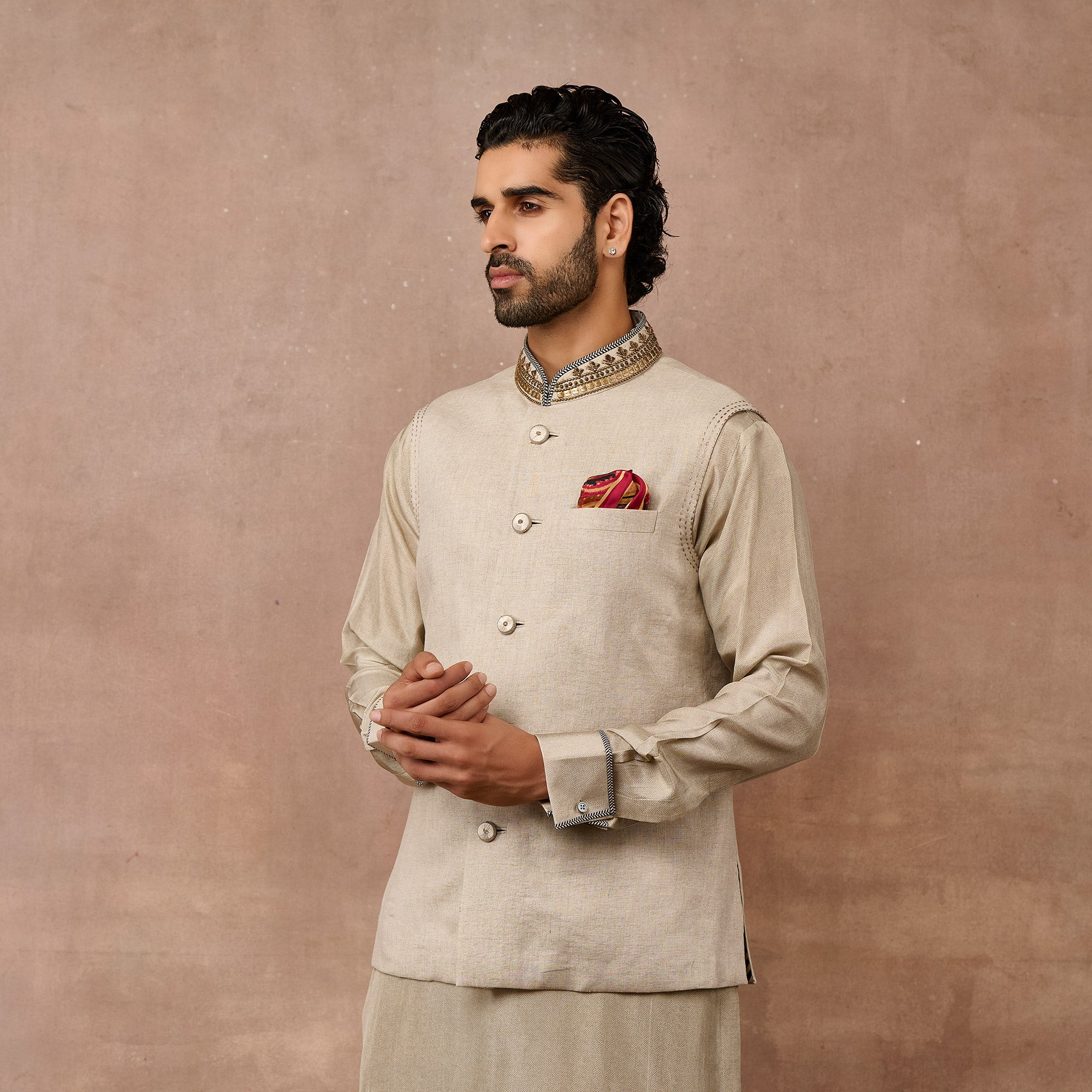 Pearl Grey Nehru Jacket | EAST