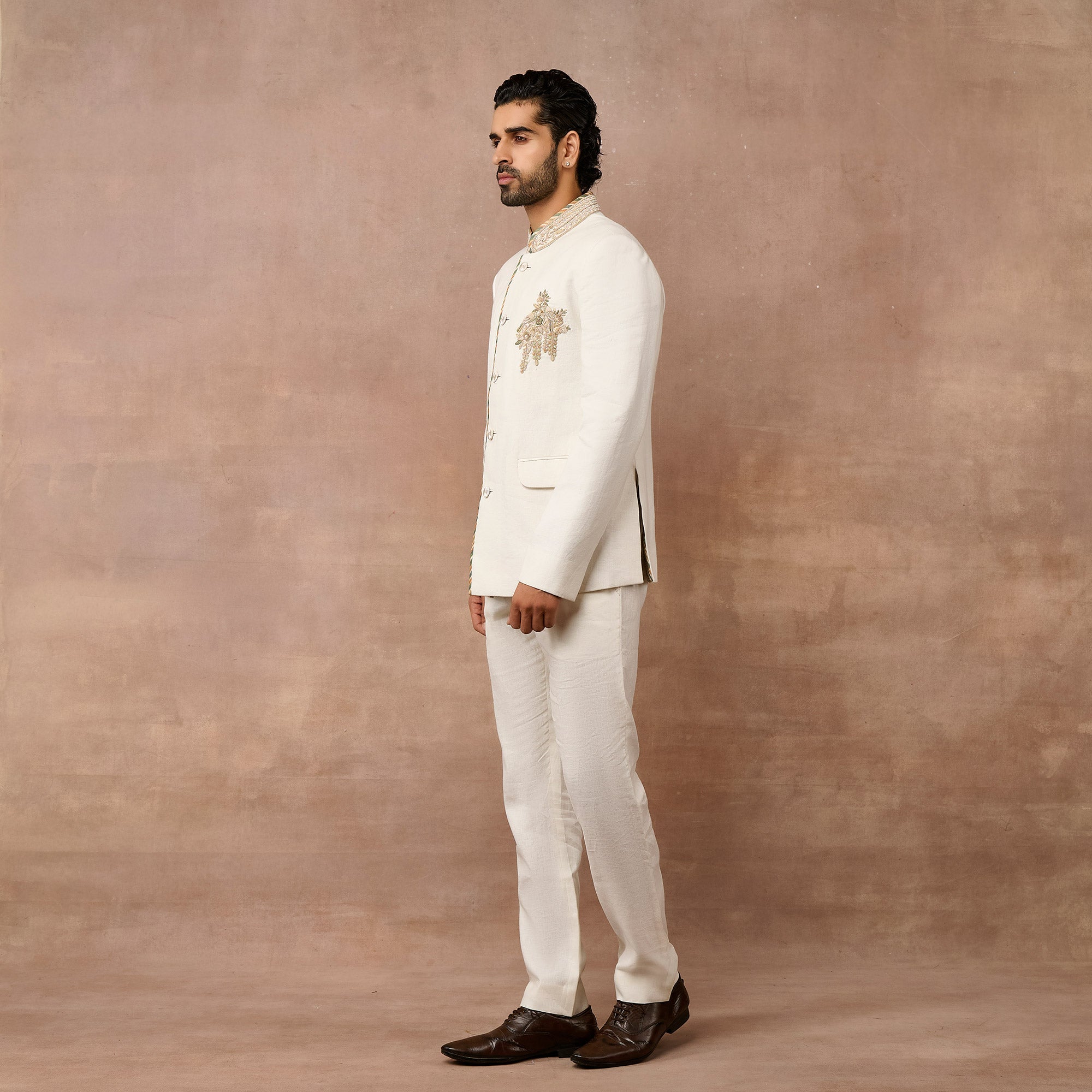 Pearl Ivory Bandhgala Set | EAST
