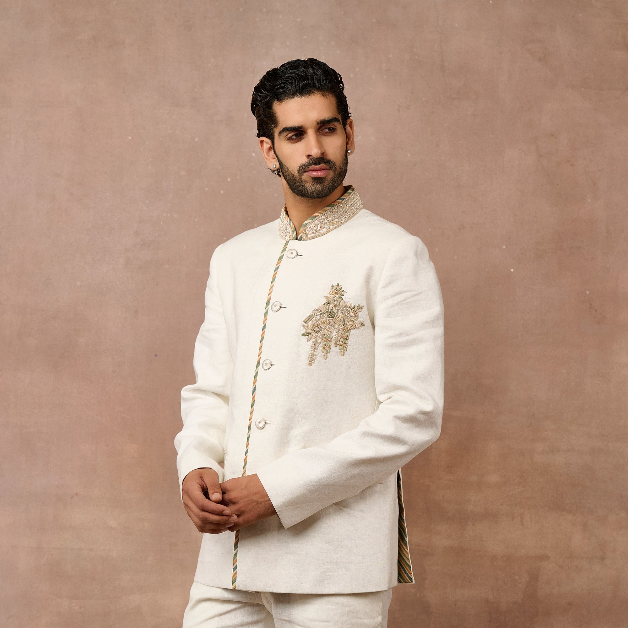 Pearl Ivory Bandhgala Set | EAST