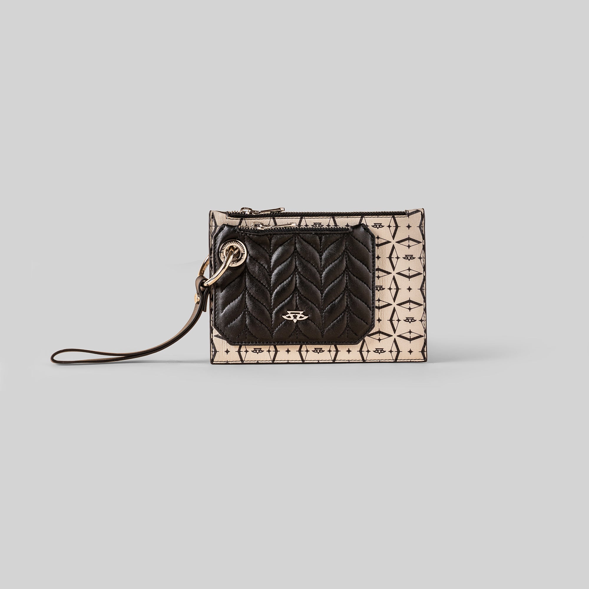 Pearl Ivory-Black Phoenix Monogram Dual Wristlet