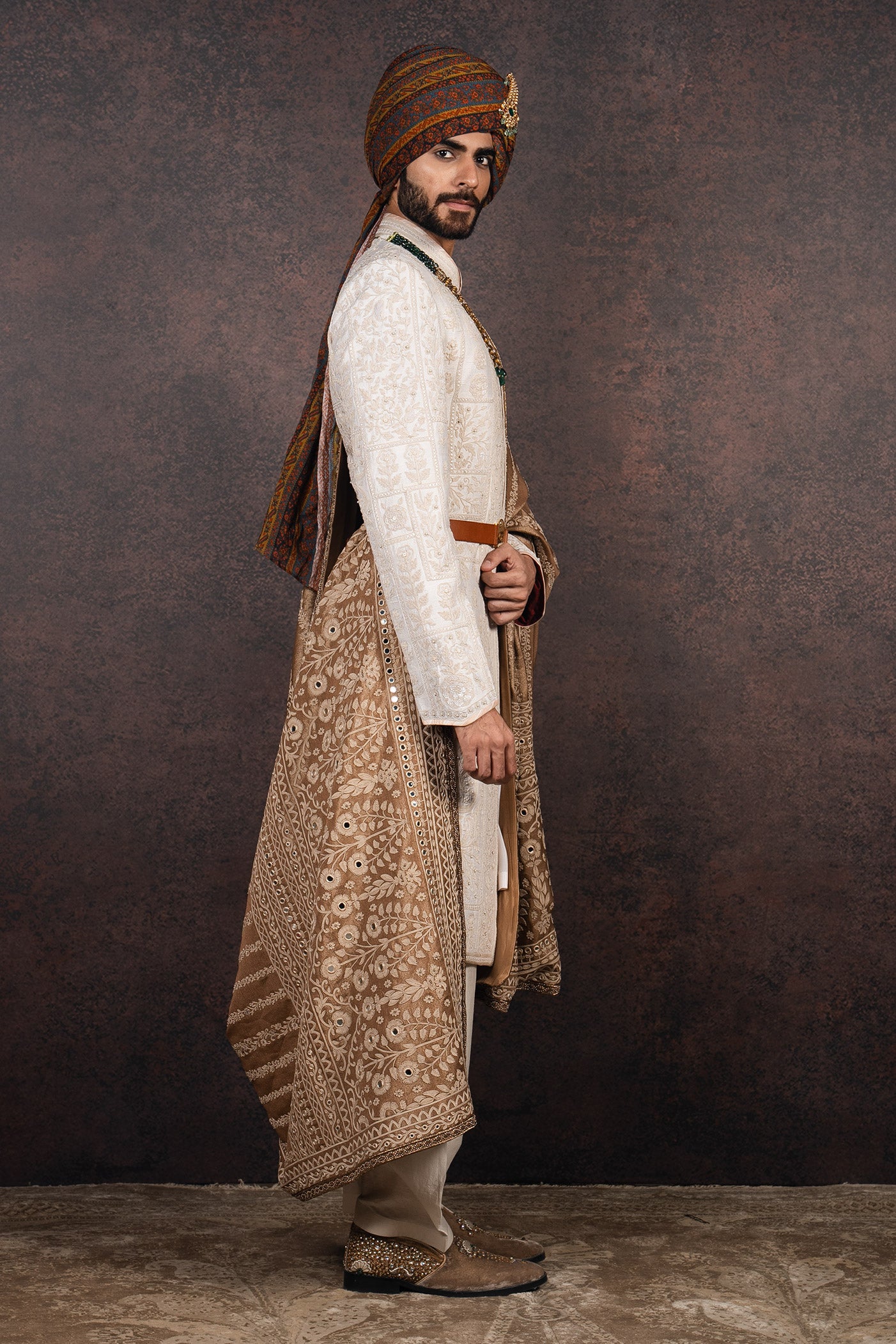 Pearl Ivory Monochrome Sherwani Set | MURAQQA