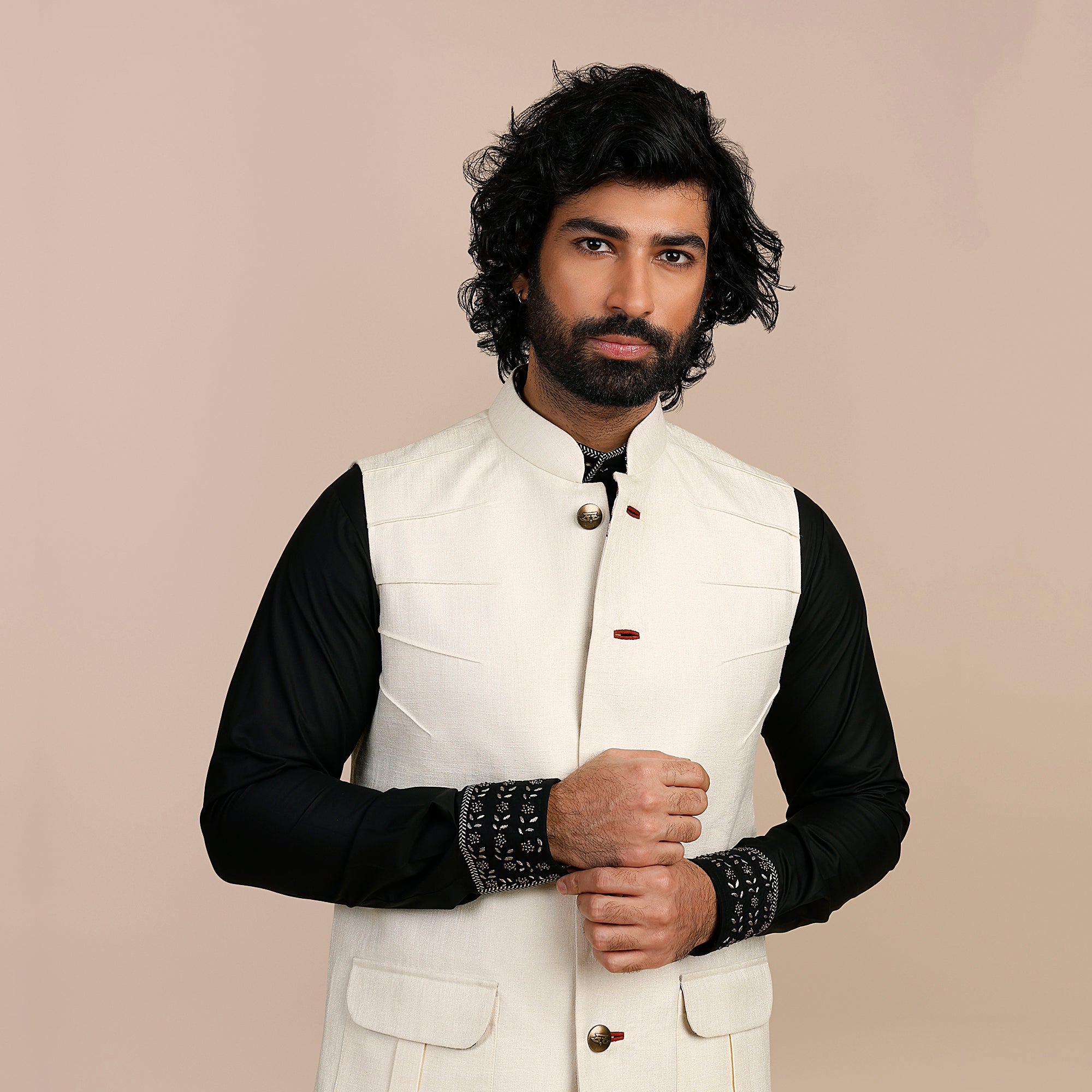 Pearl Ivory Nehru Jacket | SATT