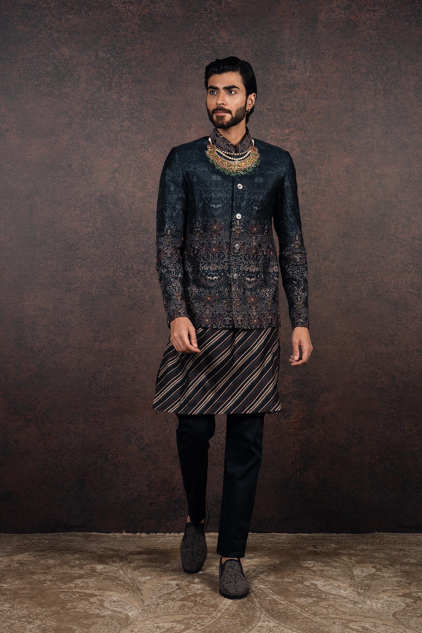 Prussian Blue Bandhgala Set | MURAQQA