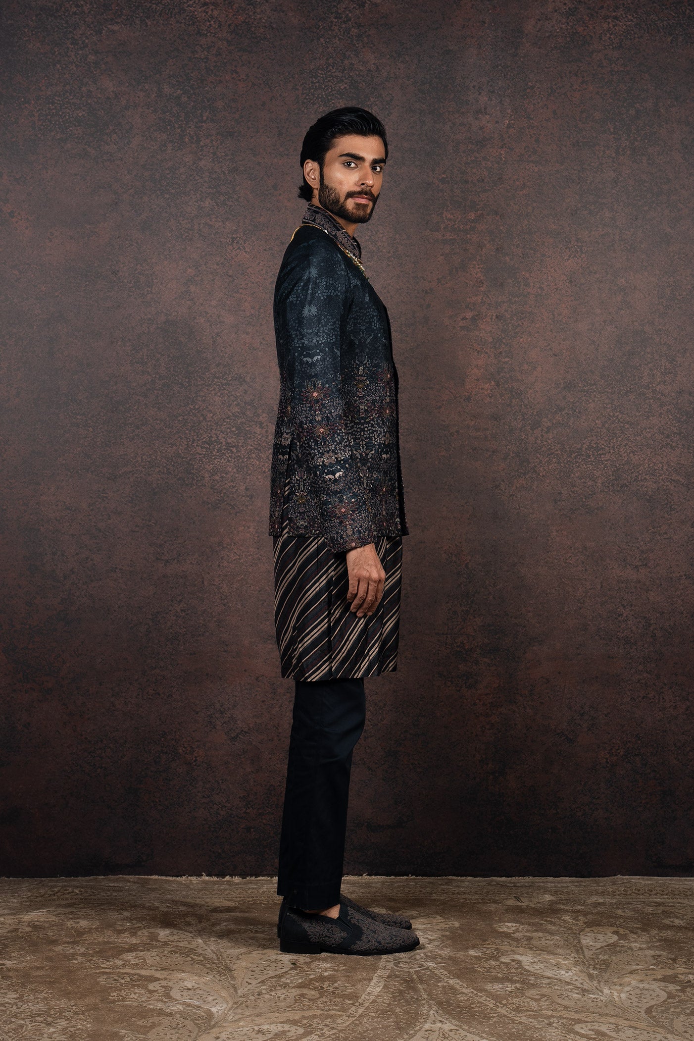 Prussian Blue Bandhgala Set | MURAQQA
