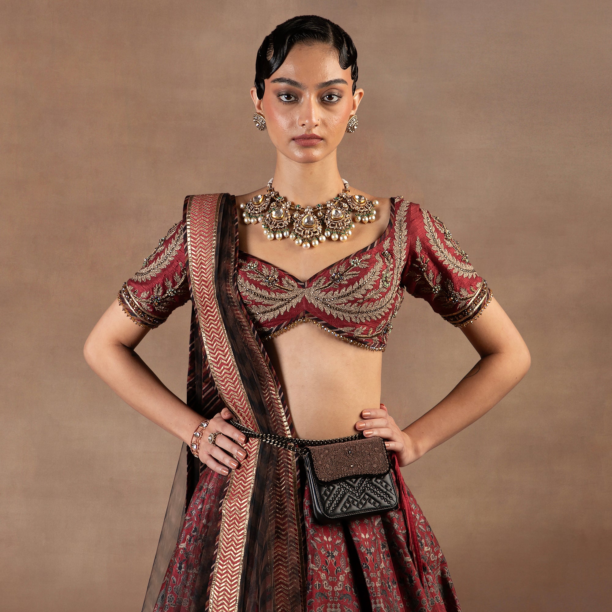 Red Burgundy Ombre Skirt Set | EAST