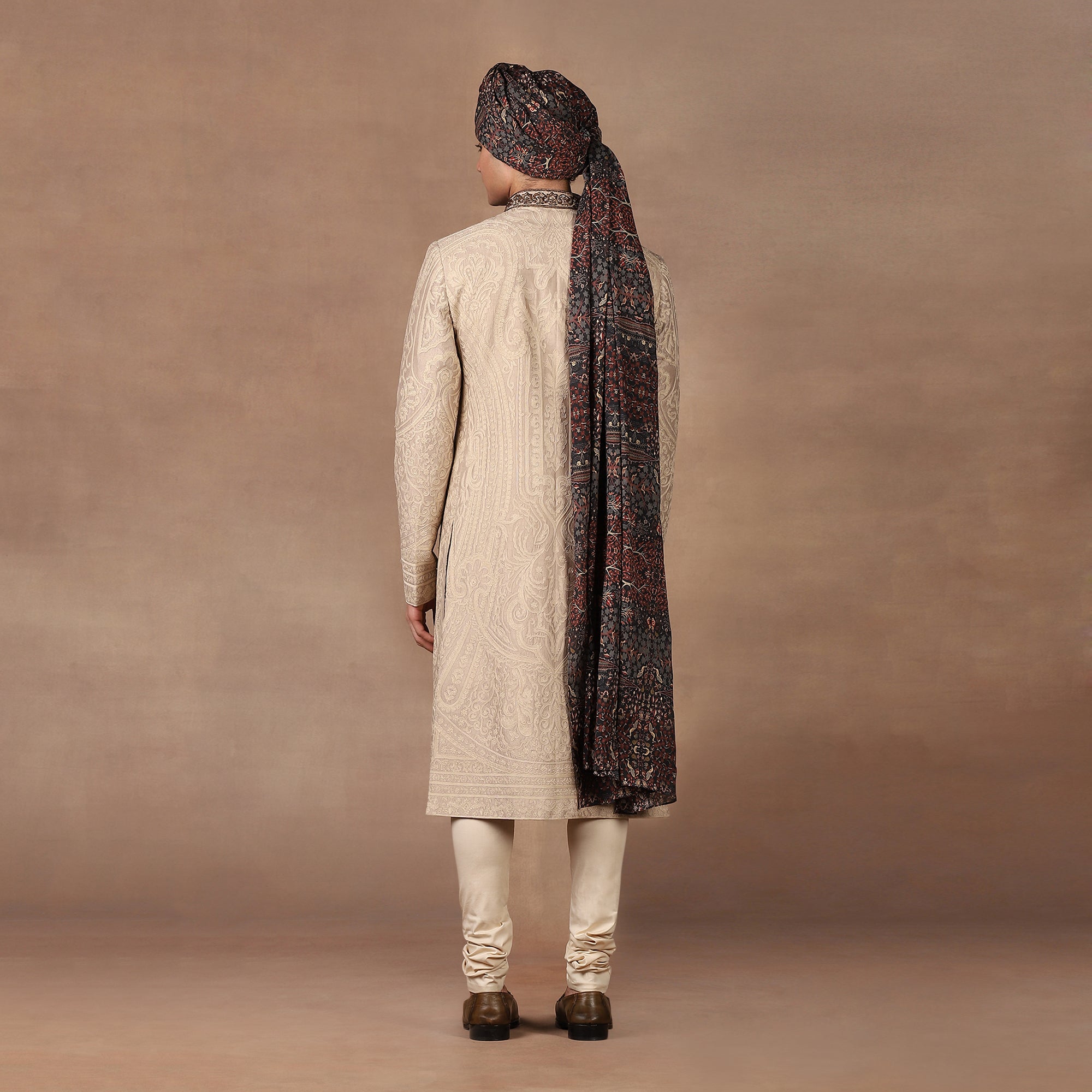 Rich Black Printed Safa | MURAQQA