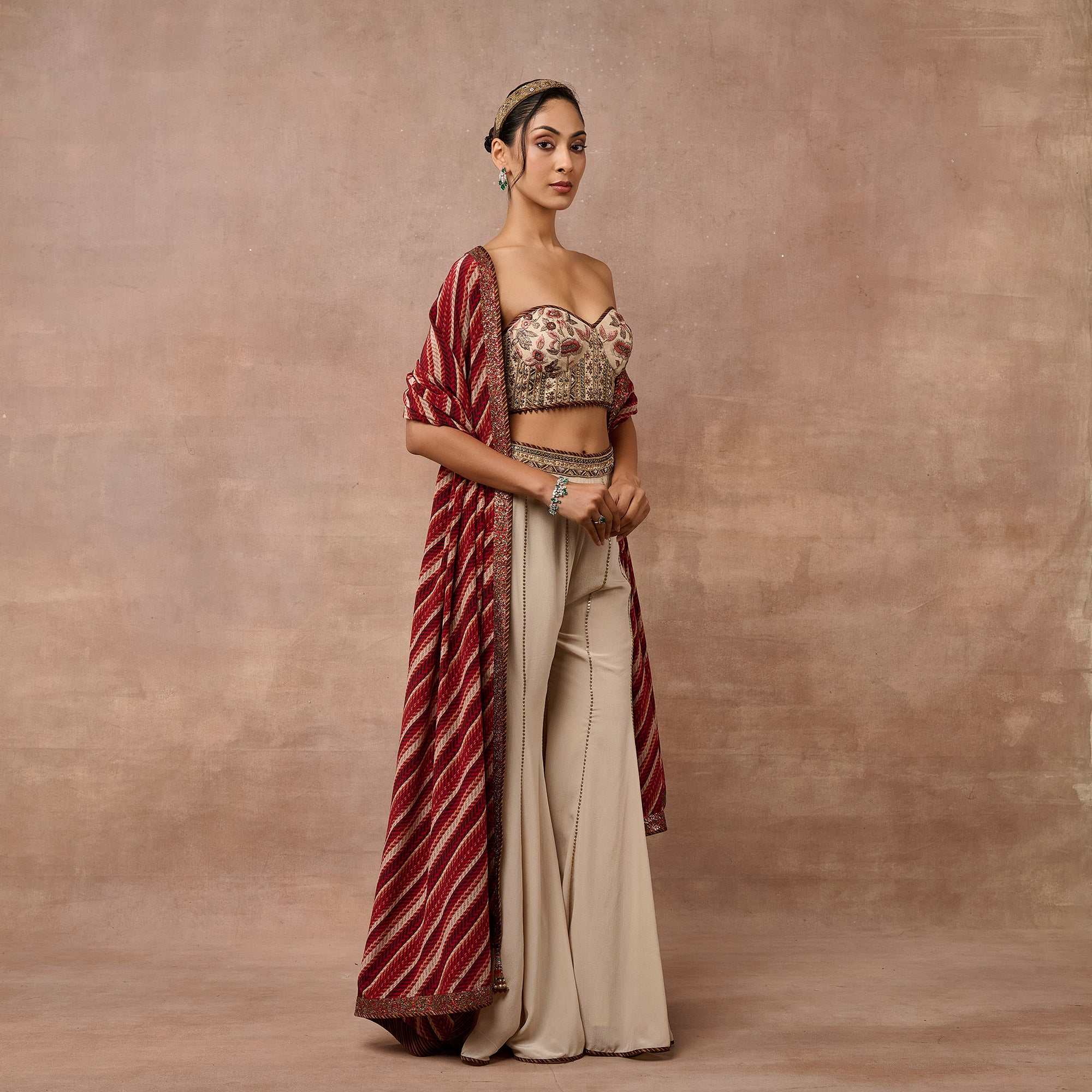 Rose Pink - Ivory Sharara Set | EAST