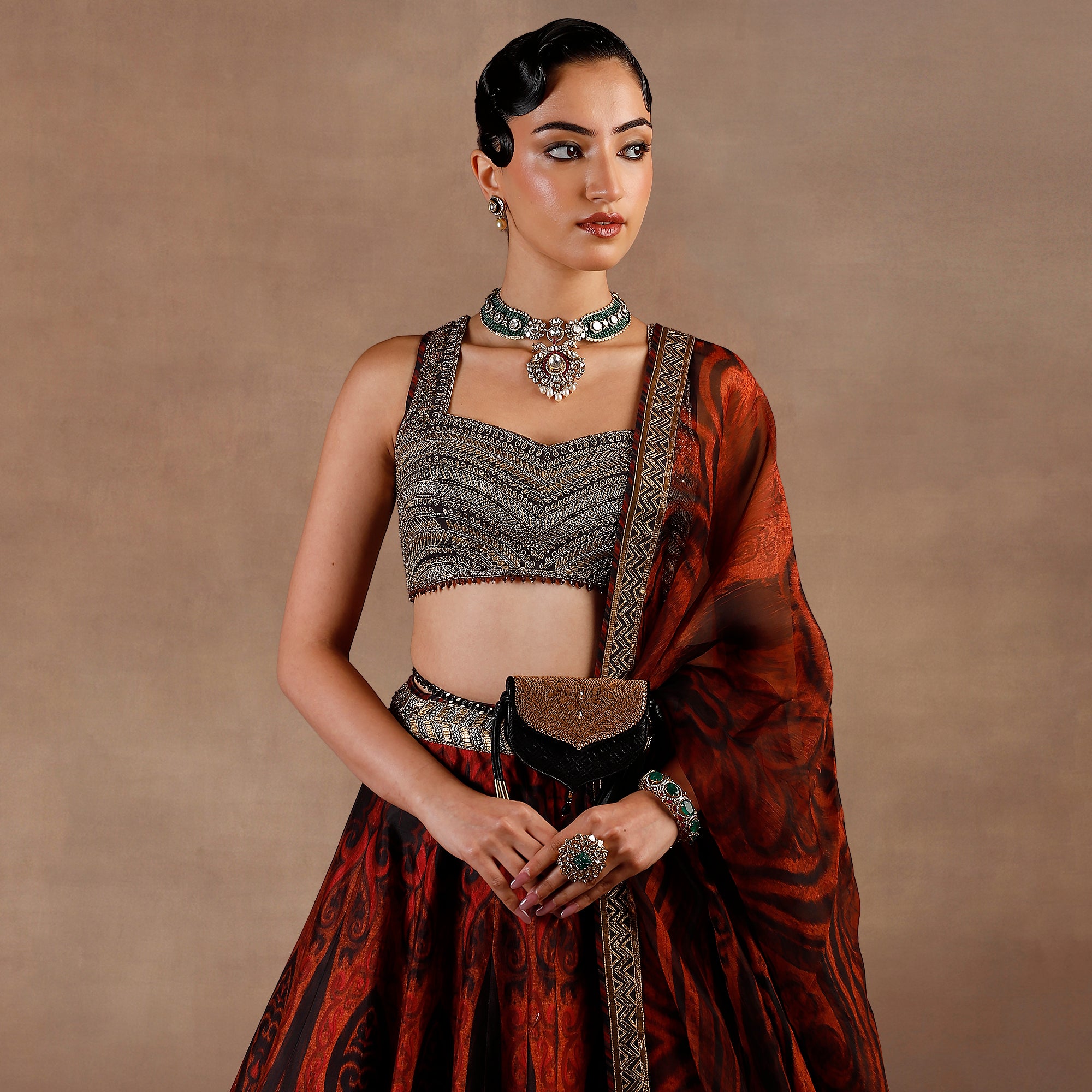 Rust Black Batua Belt Bag