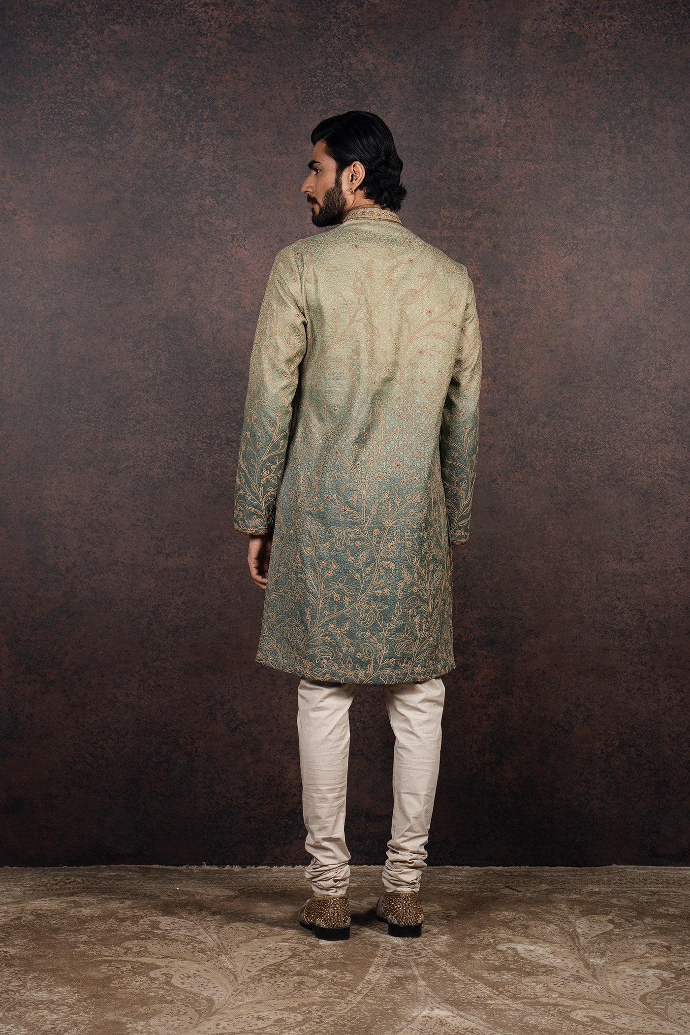 Sage-Emerald Ombre Kurta Set | MURAQQA