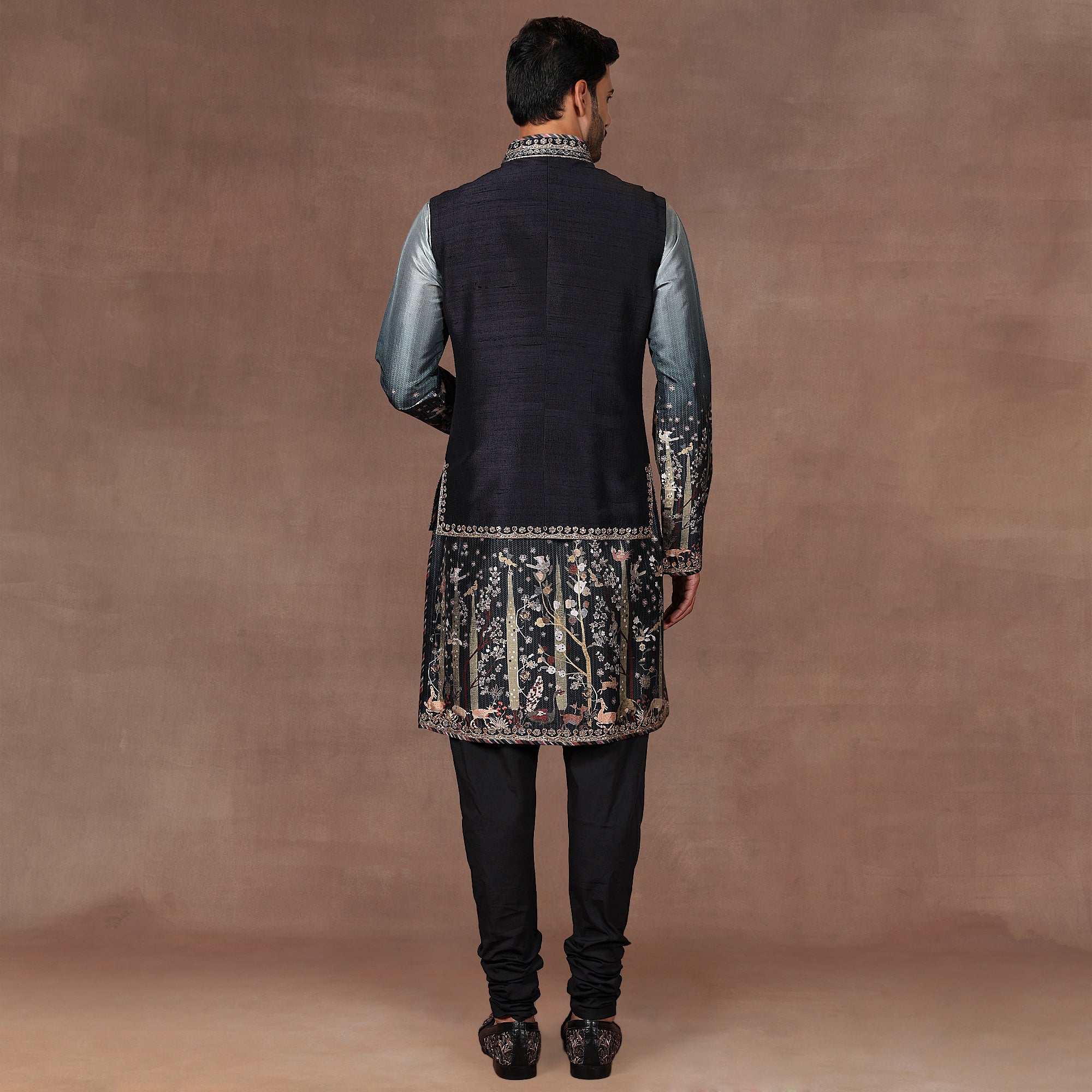 Sage - Emerald Ombre Nehru Jacket Set | EAST