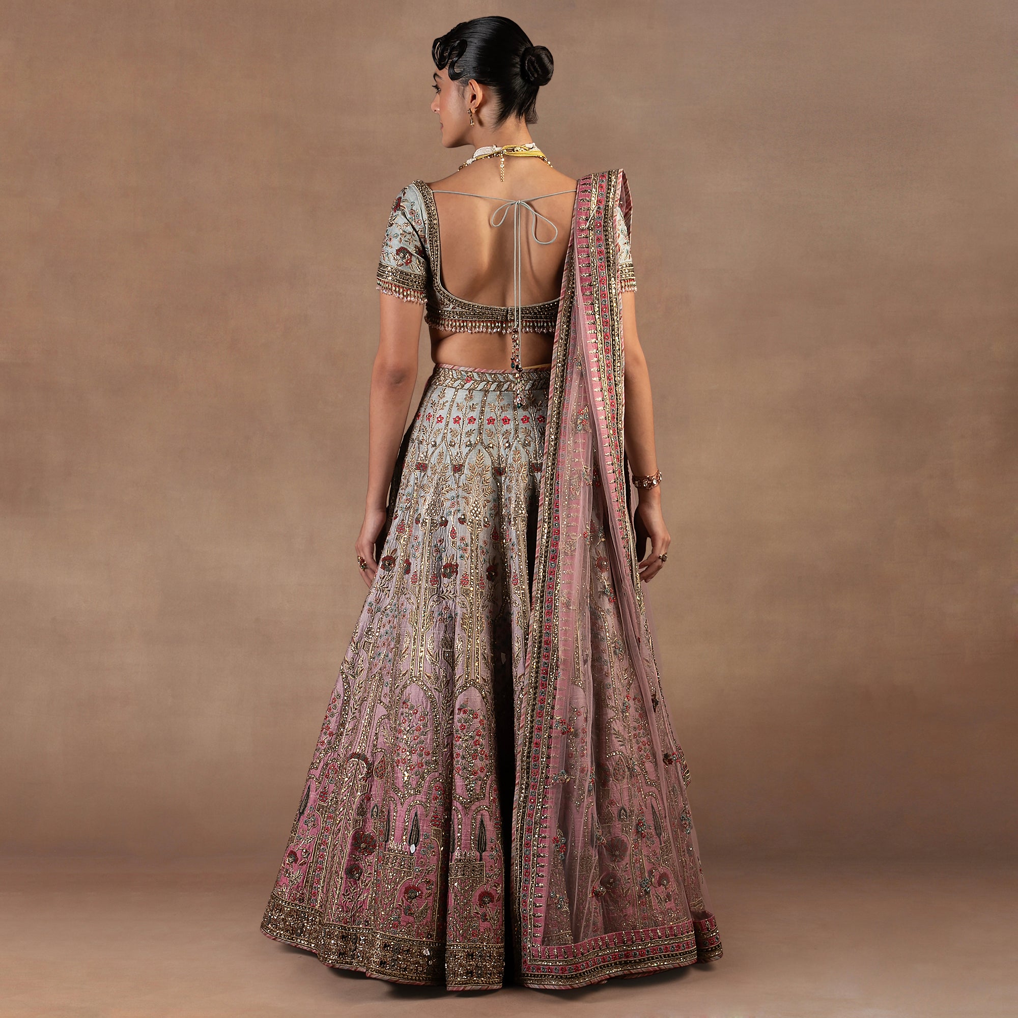 Sage Pink Ombre Lehenga Set | EAST