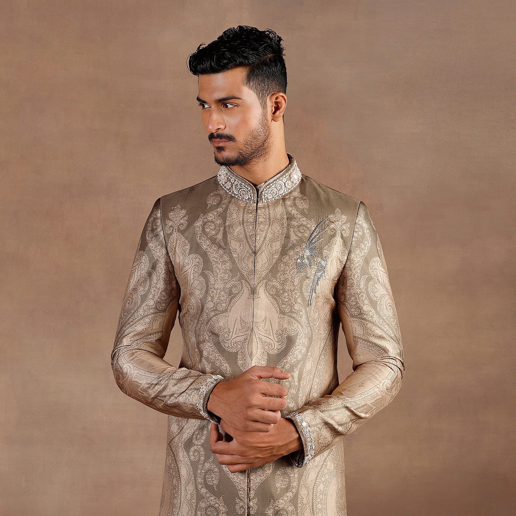 Sage Taupe Sherwani Set | EAST