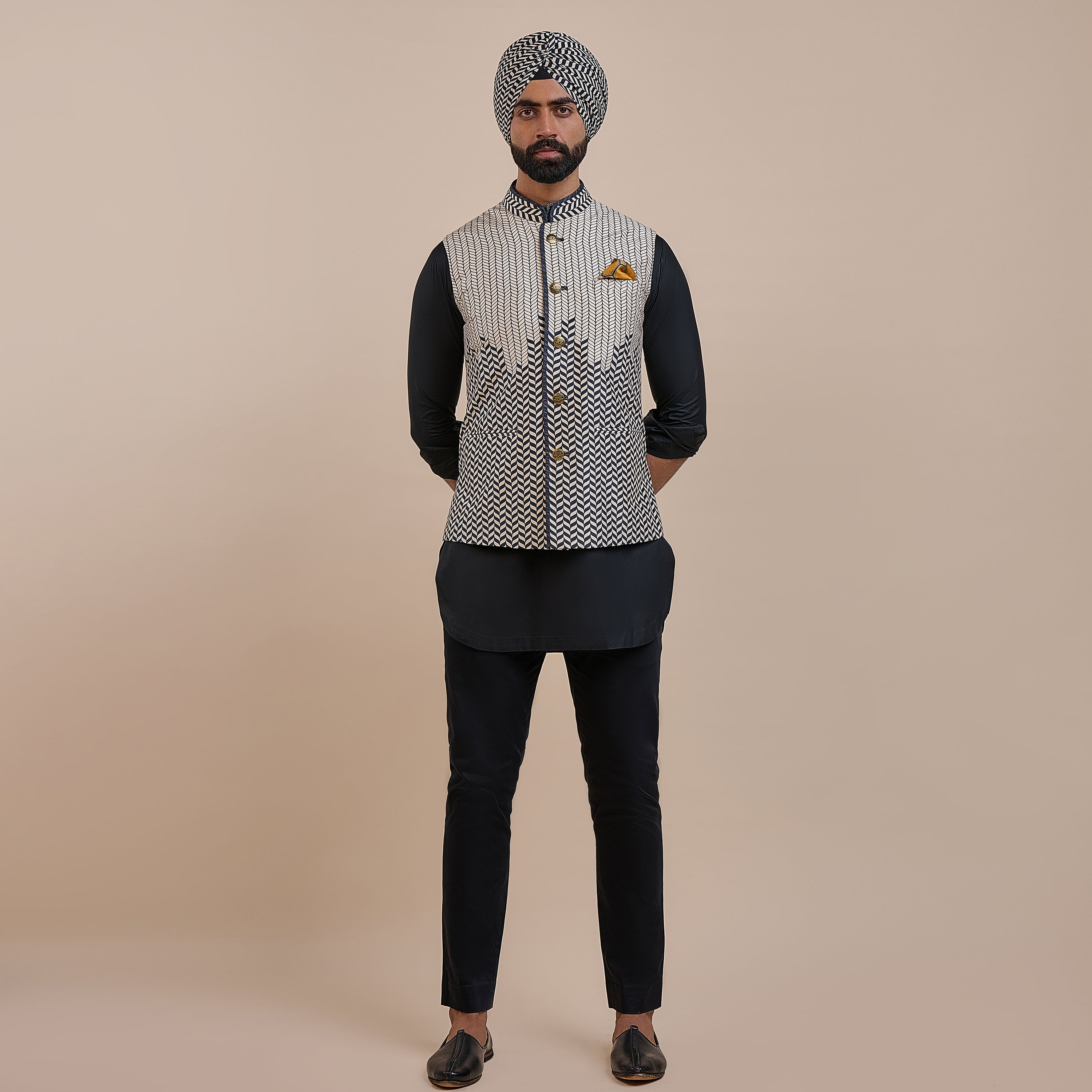 Signature Chevron Nehru Jacket | ATTH