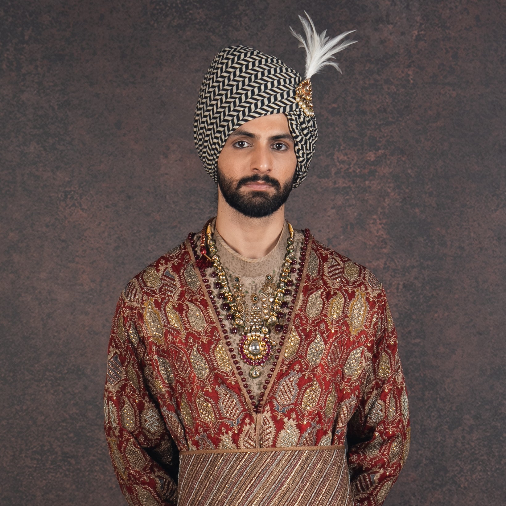 Signature Chevron Printed Safa | MURAQQA