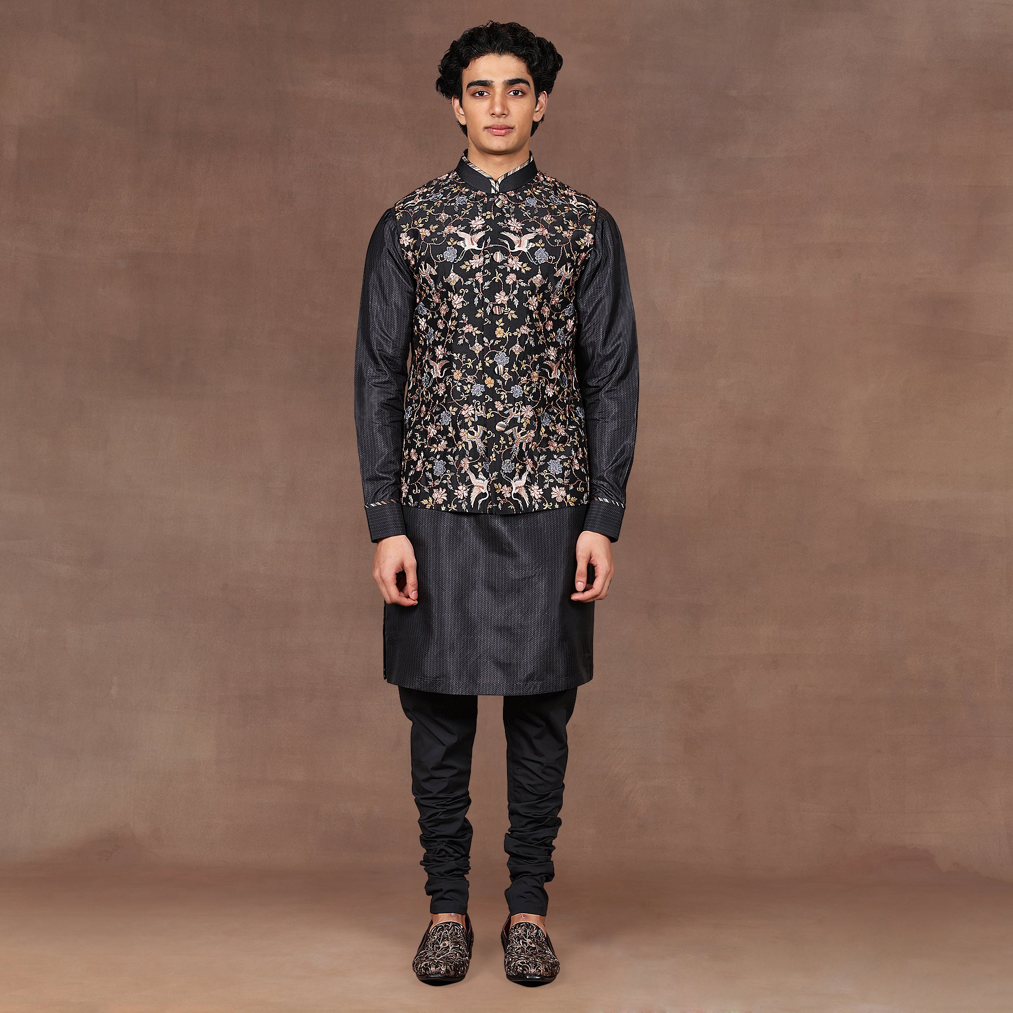 Slate Black Nehru Jacket Set | EAST