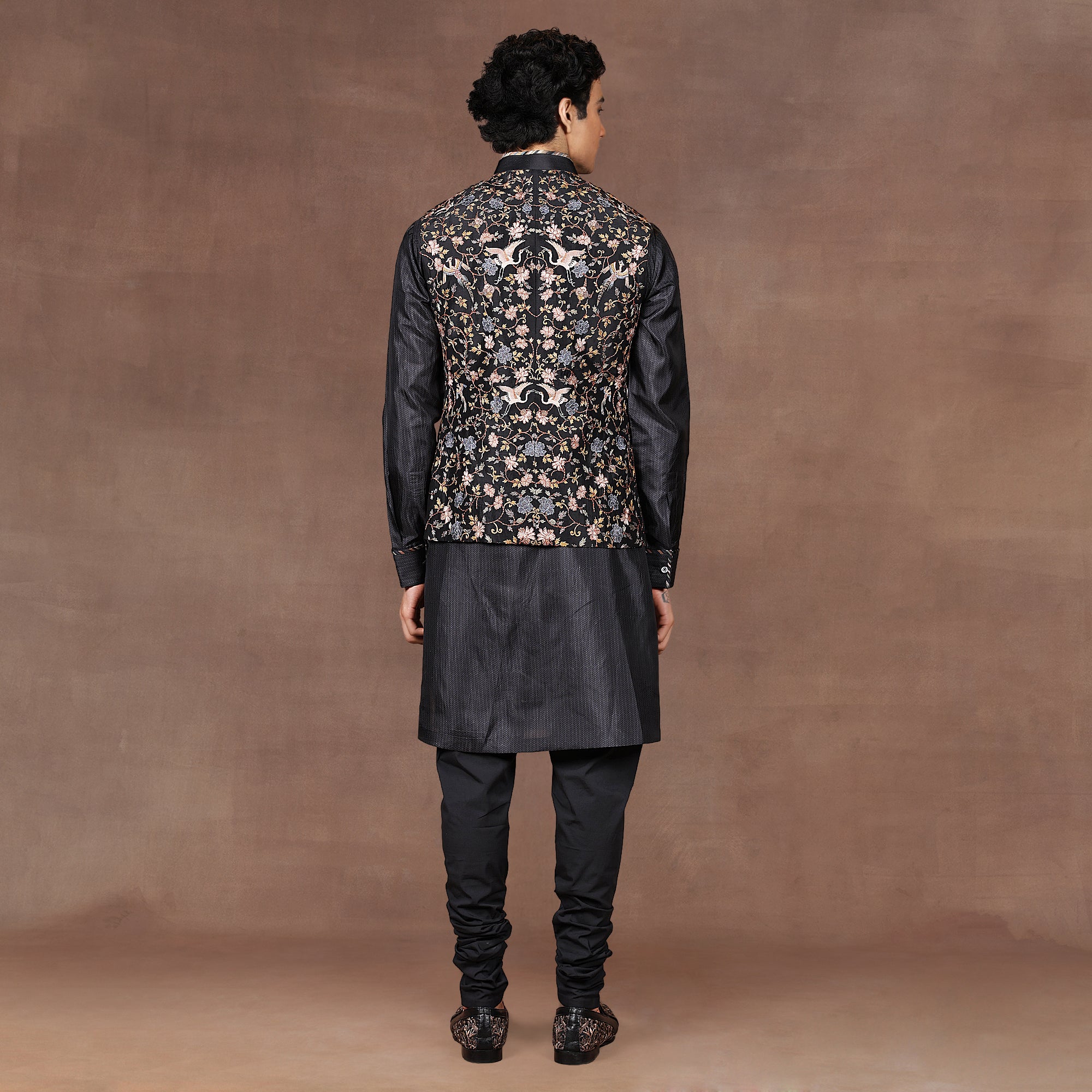 Slate Black Nehru Jacket Set | EAST