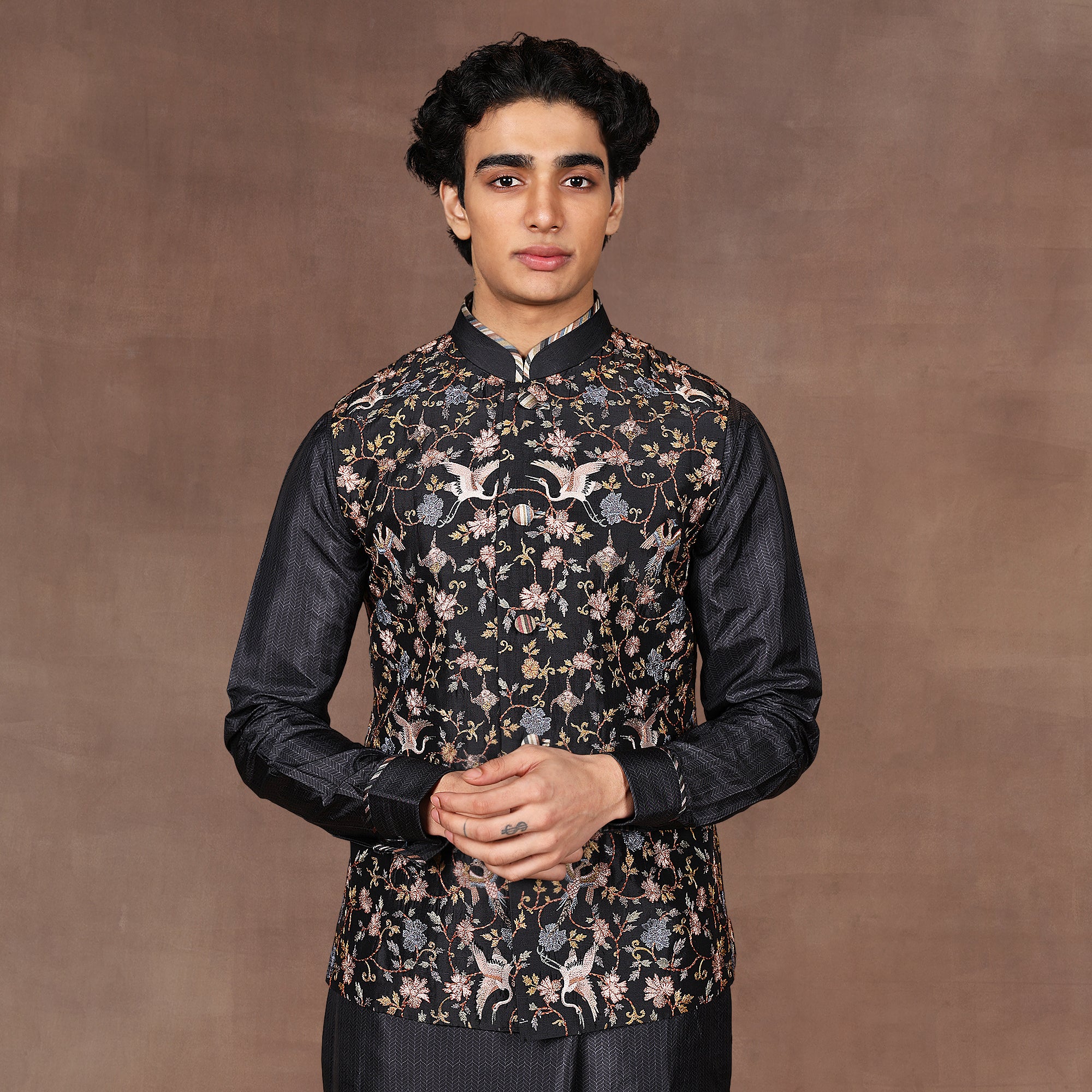 Slate Black Nehru Jacket Set | EAST
