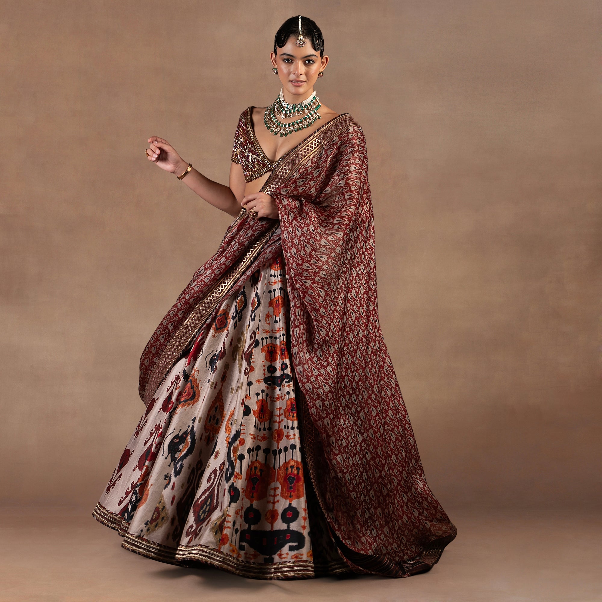 Taupe - Vinatge Maroon Skirt Set | EAST