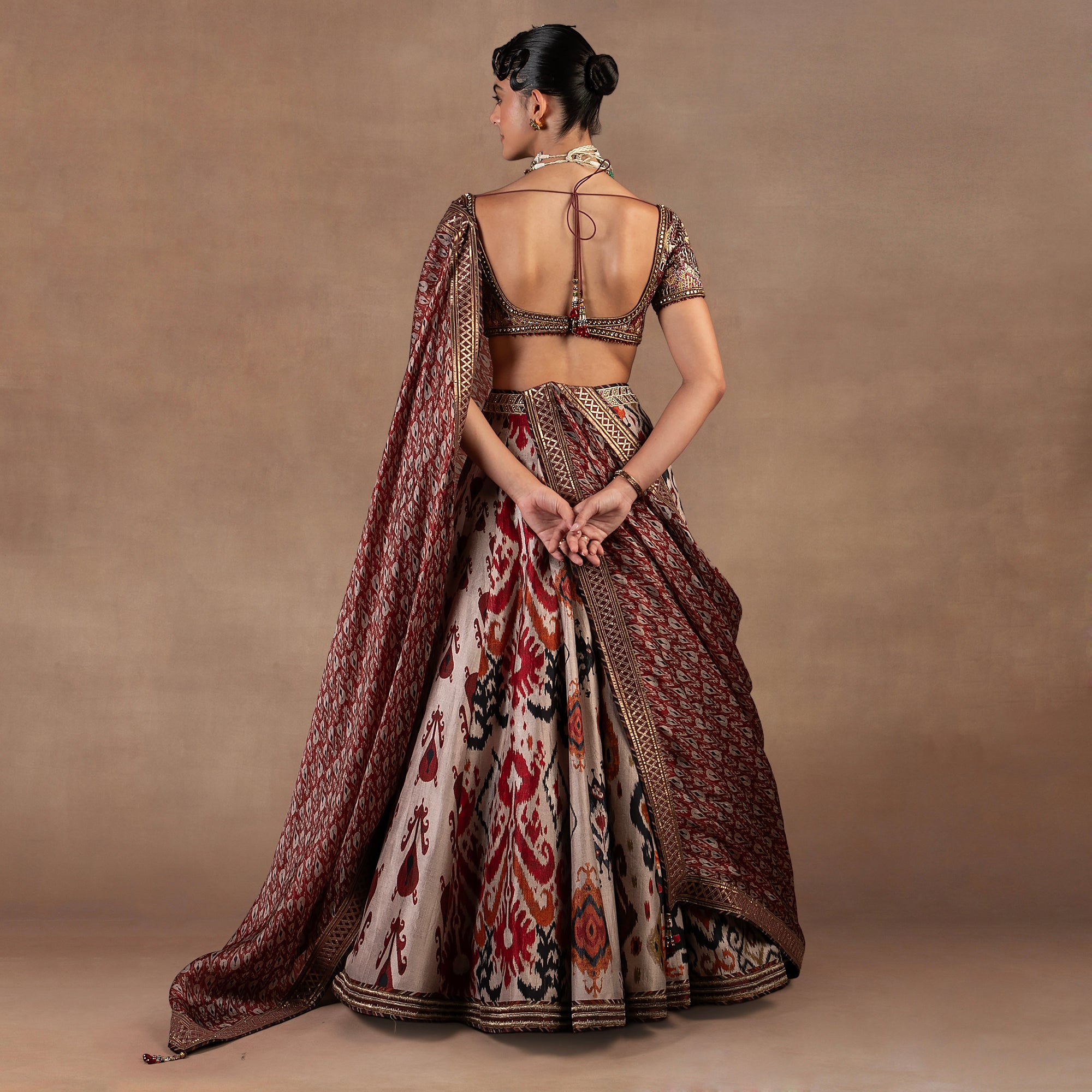 Taupe - Vinatge Maroon Skirt Set | EAST