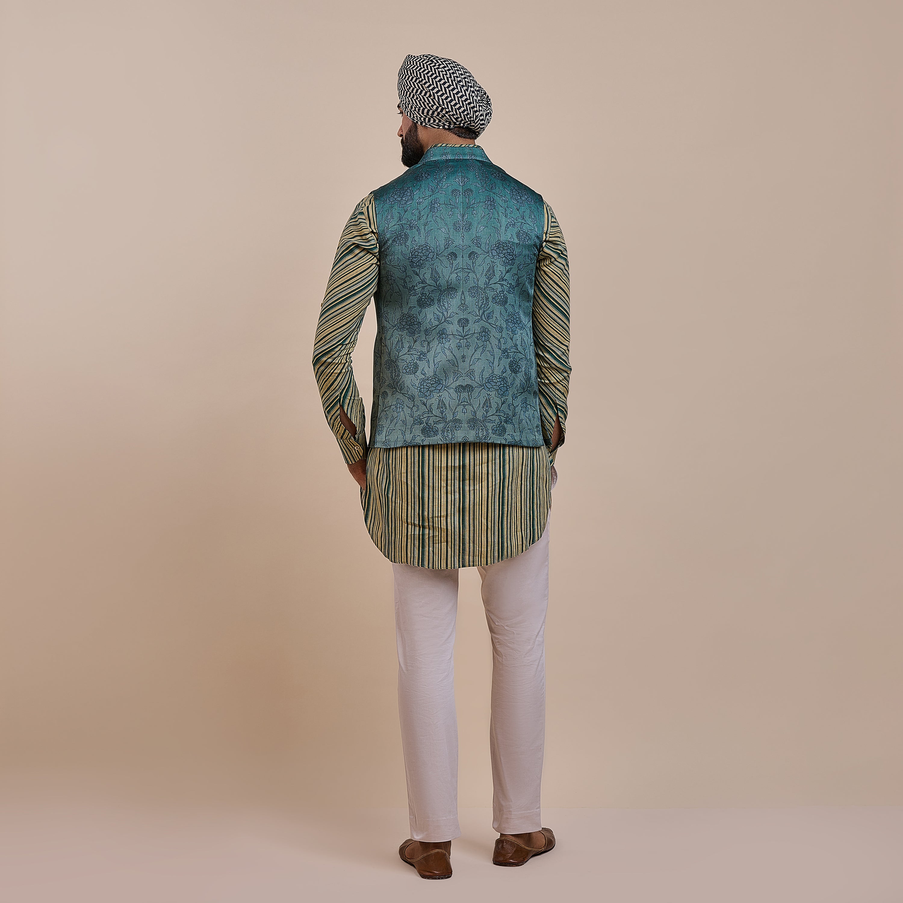 Teal Blue Nehru Jacket | ATTH