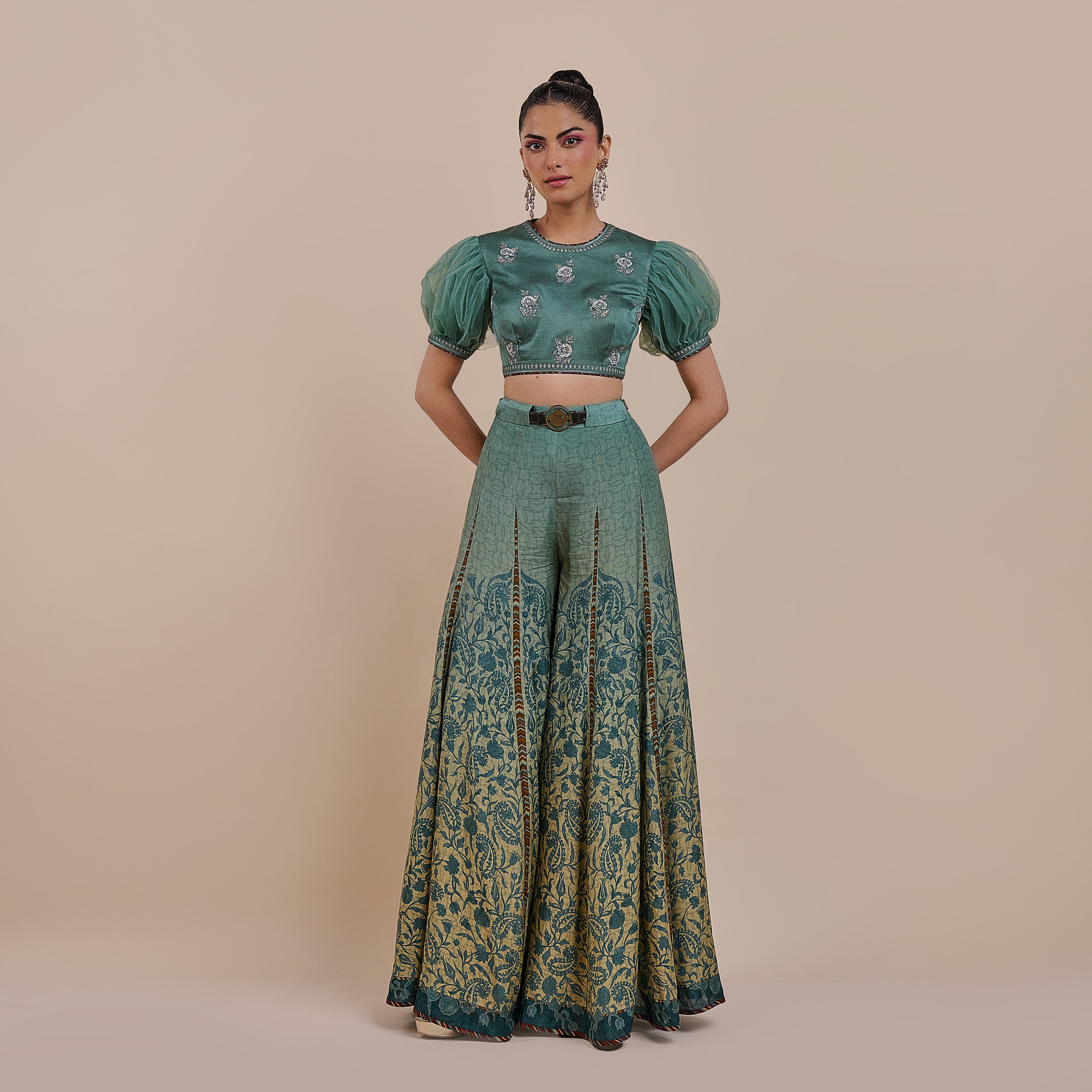 Teal Blue Ombre Sharara Set | ATTH