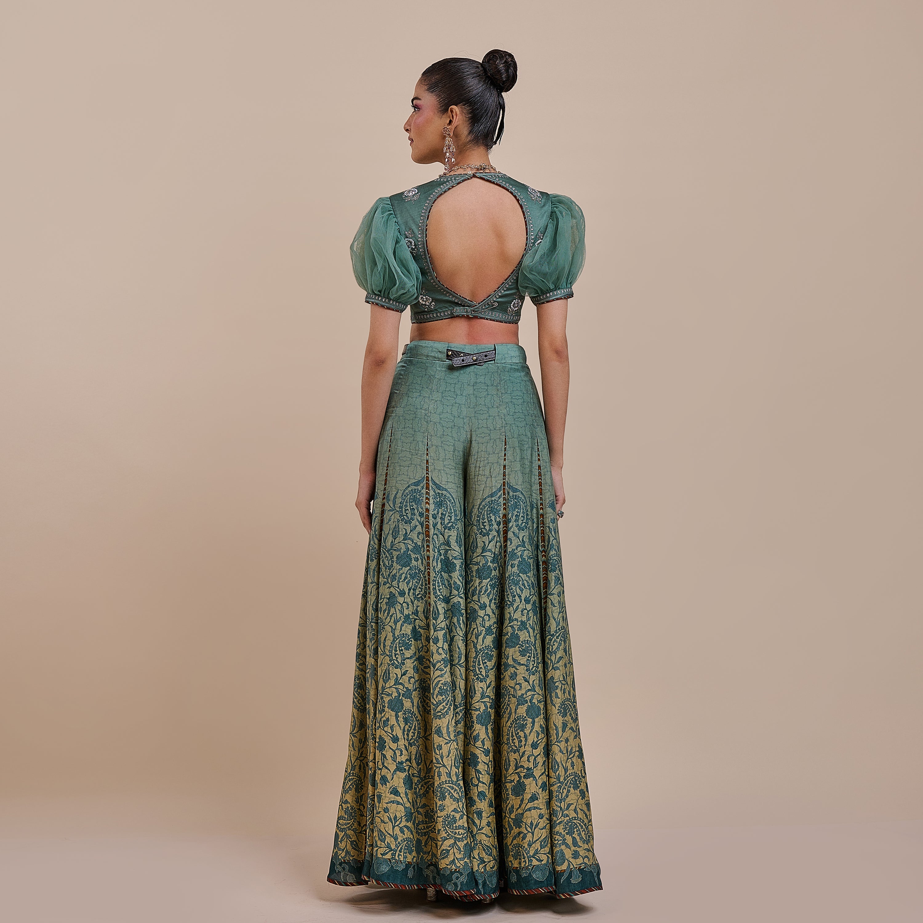 Teal Blue Ombre Sharara Set | ATTH