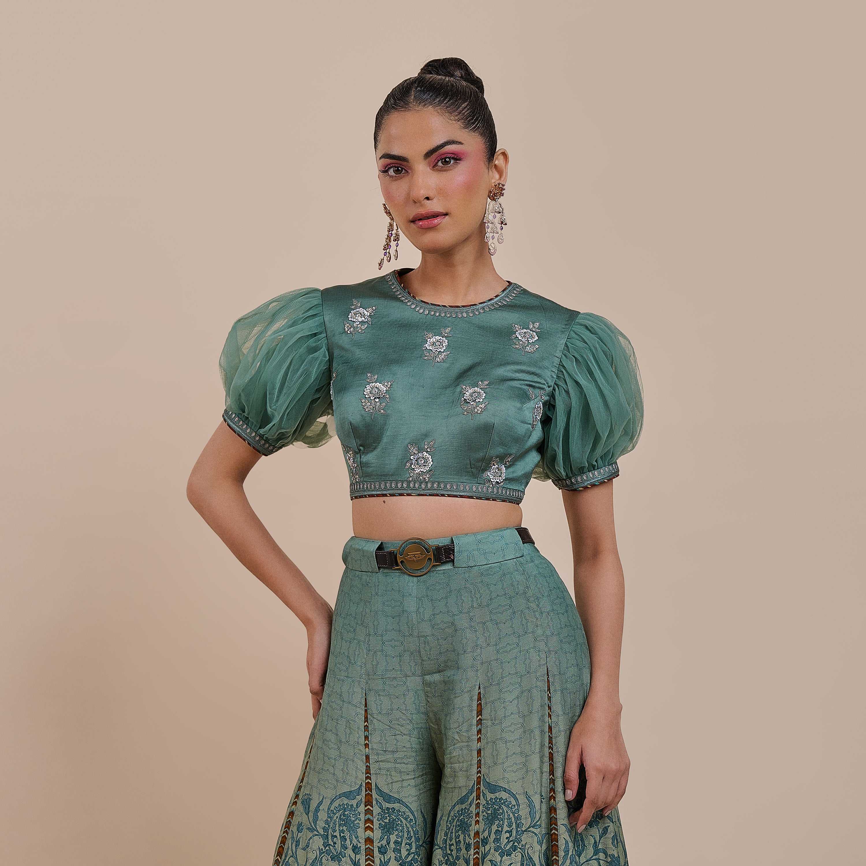 Teal Blue Ombre Sharara Set | ATTH