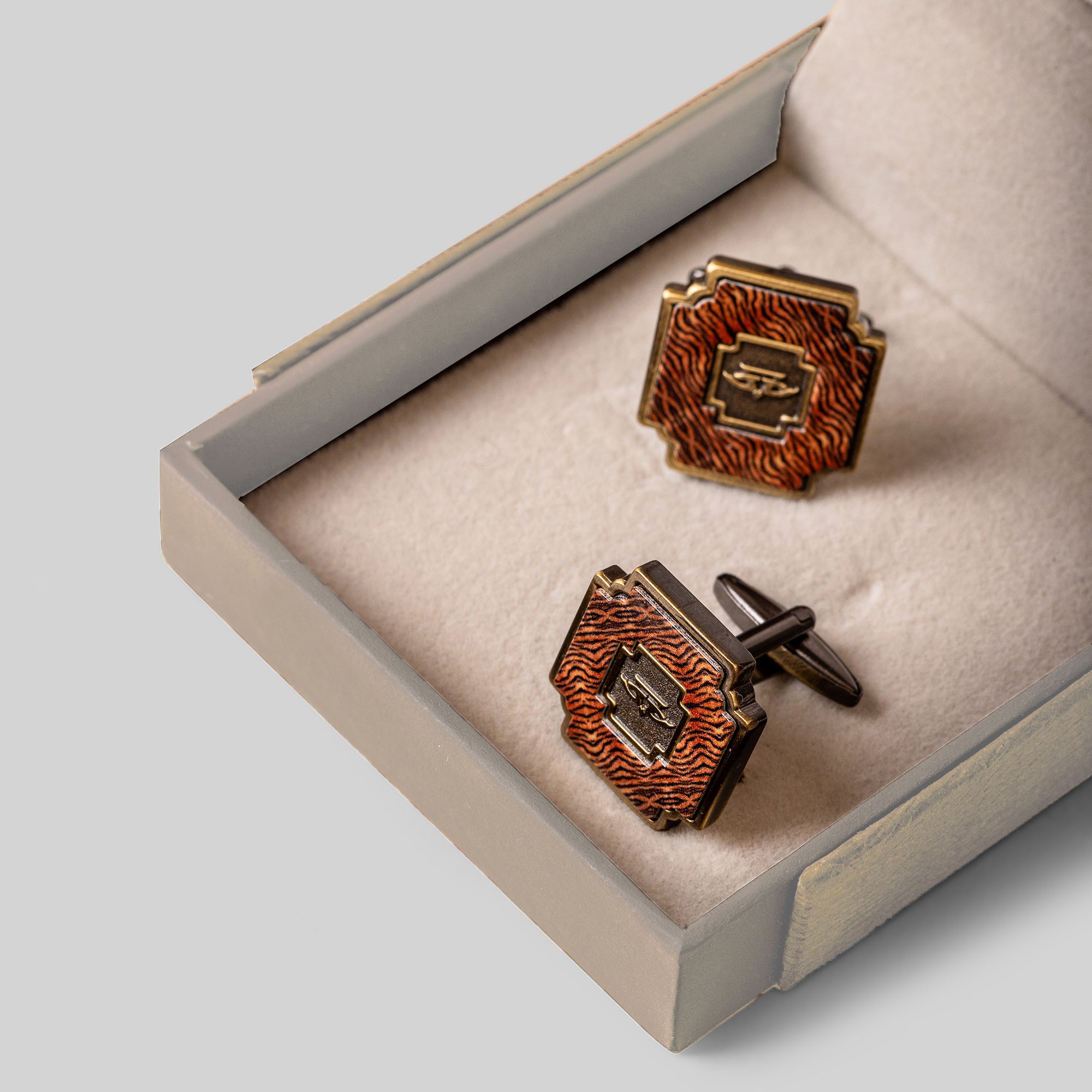 Tiger Print Square Cufflinks