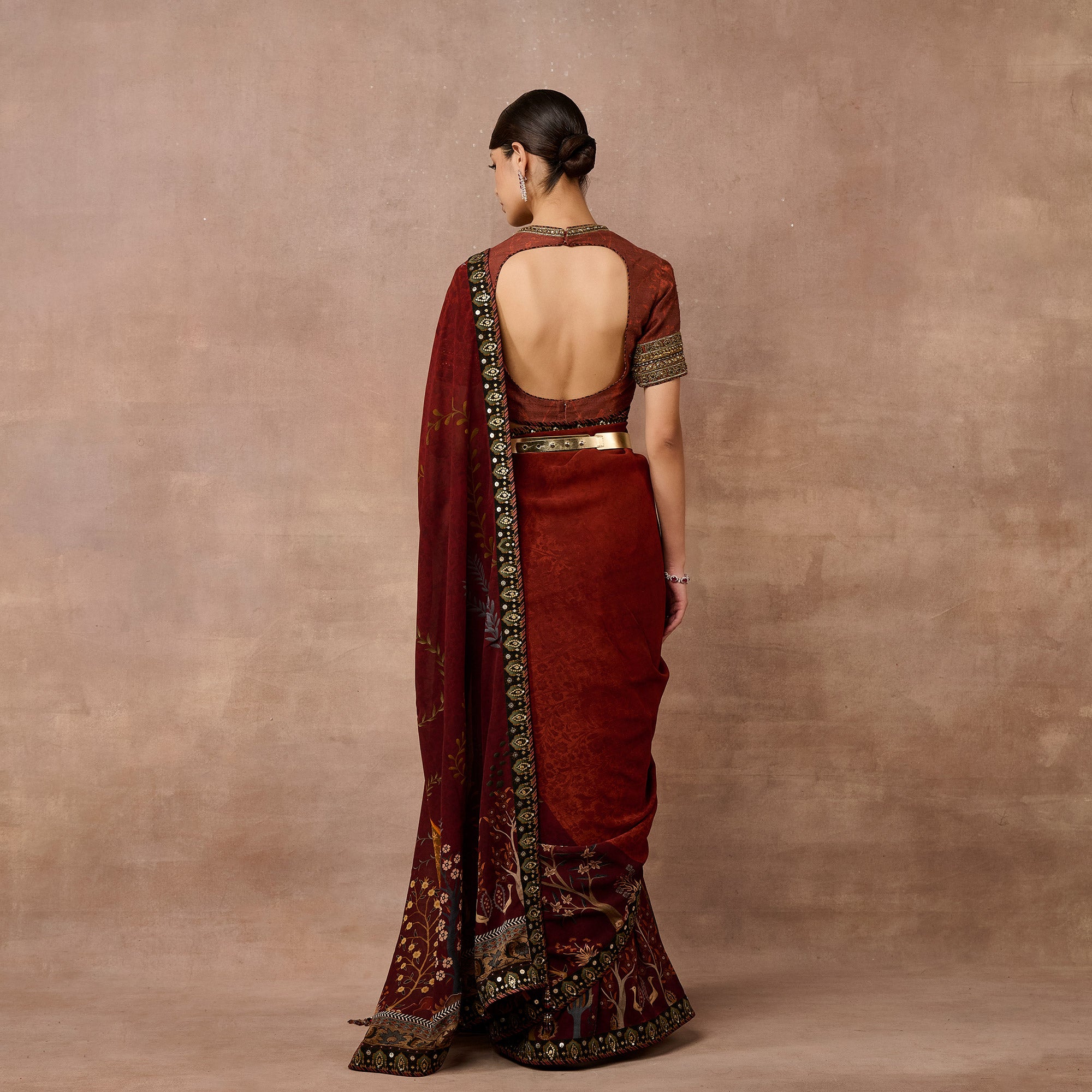 Vintage Maroon Saree Set | EAST