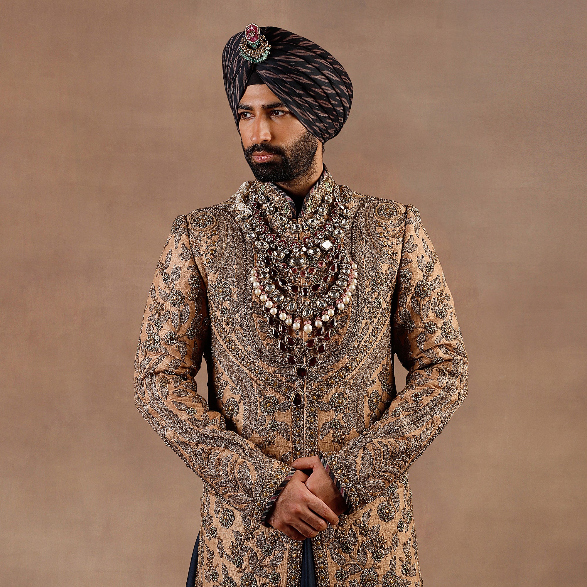 Walnut - Prussian Blue Sherwani Set | EAST