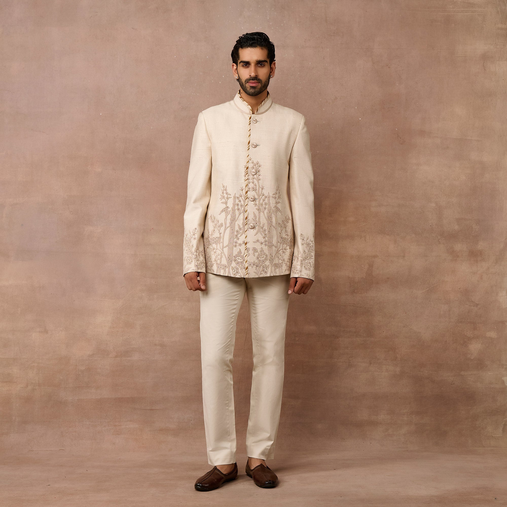 Warm Ivory Bandhgala Set | EAST