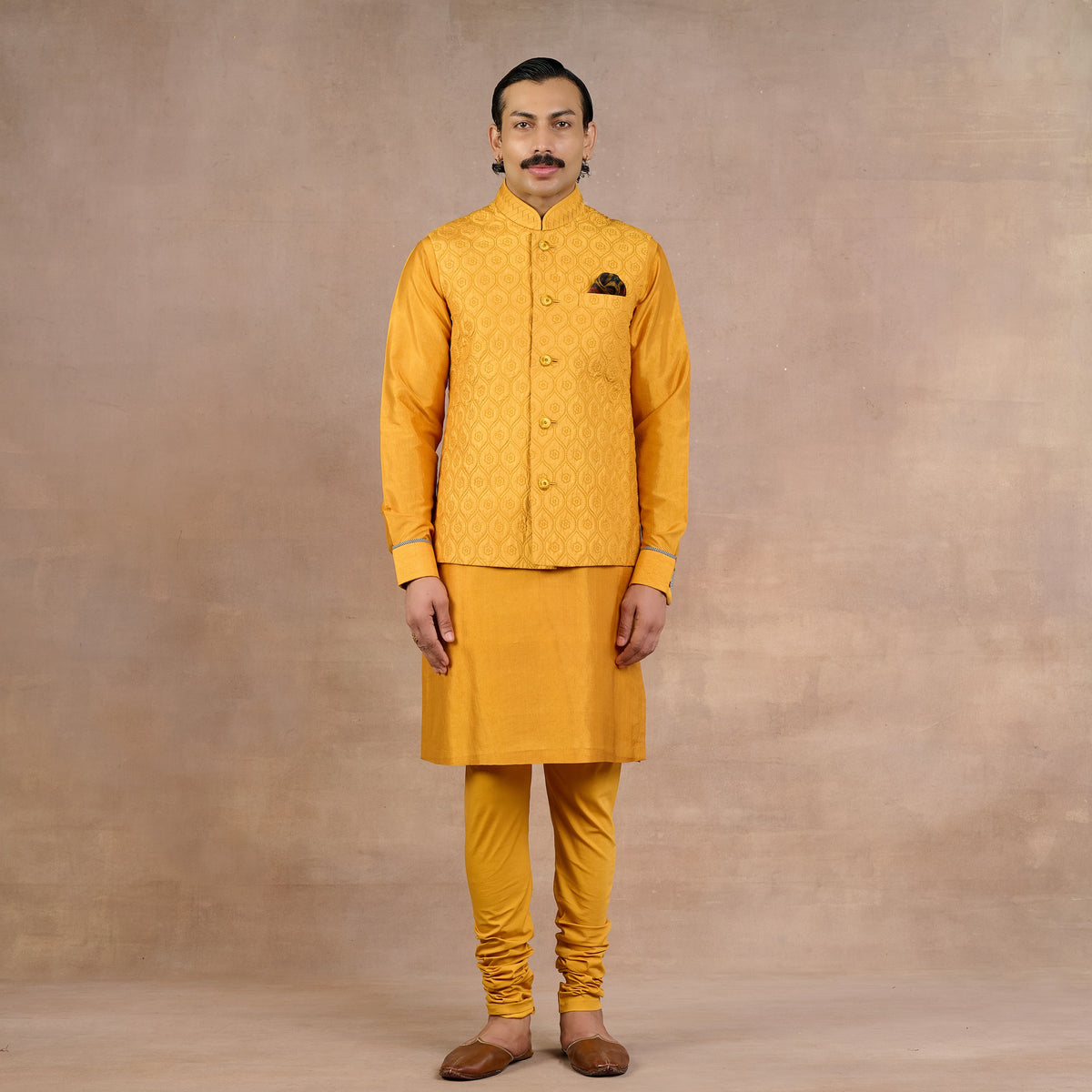 Ochre Mustard Nehru Jacket | Siddi