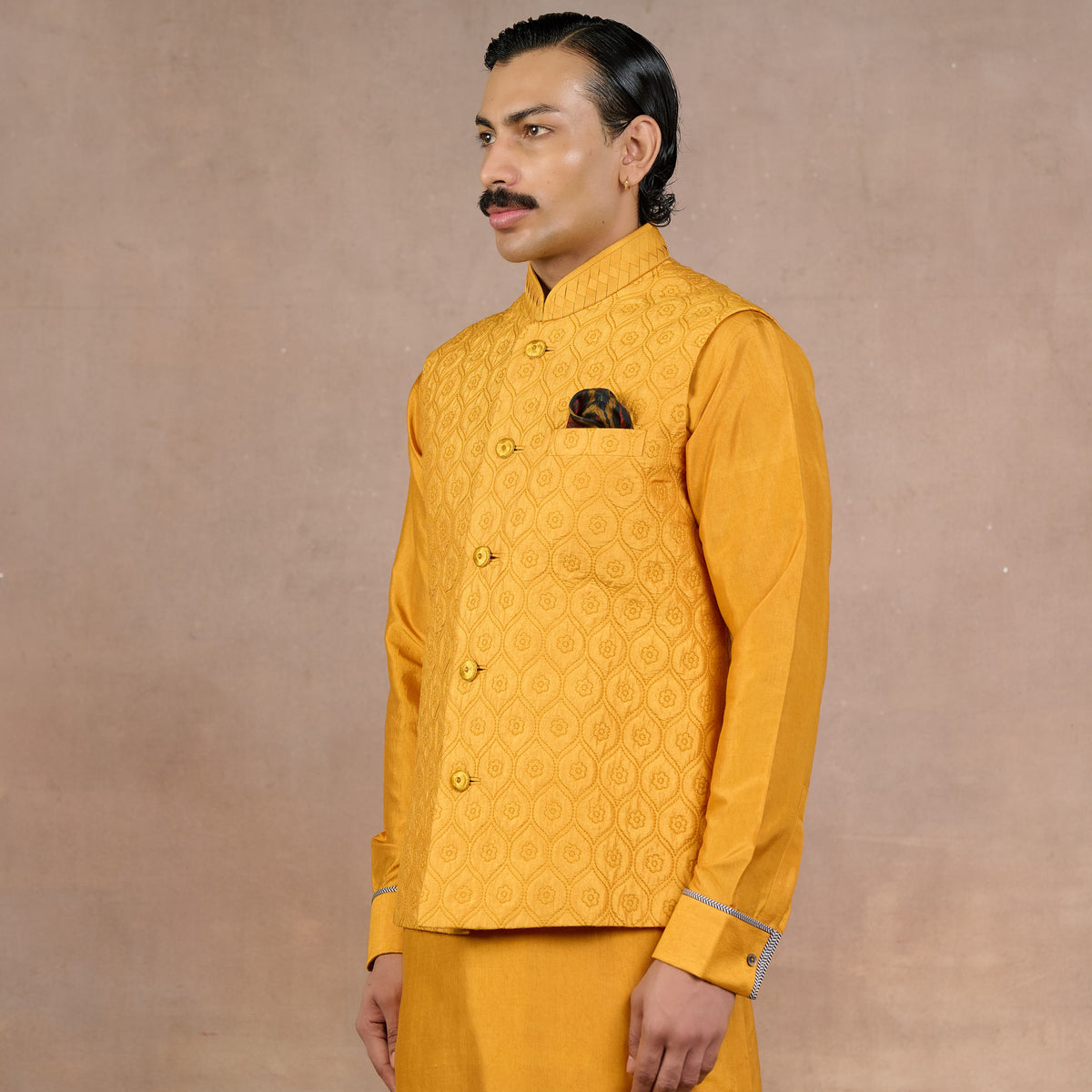 Ochre Mustard Nehru Jacket | Siddi