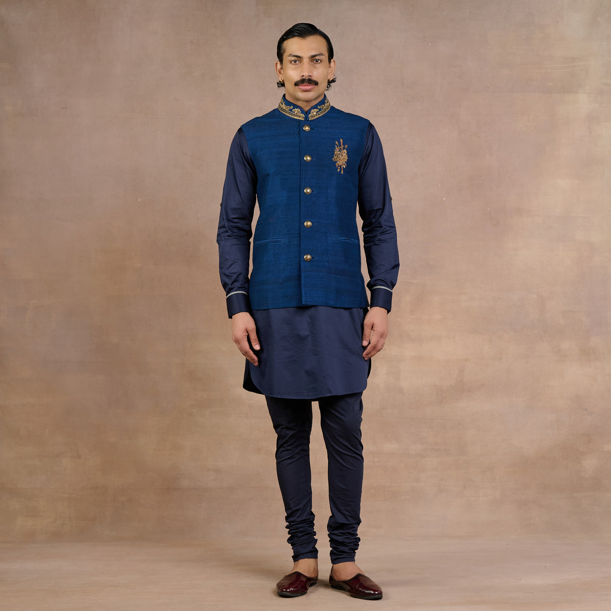 Midnight Blue Nehru Jacket | Siddi