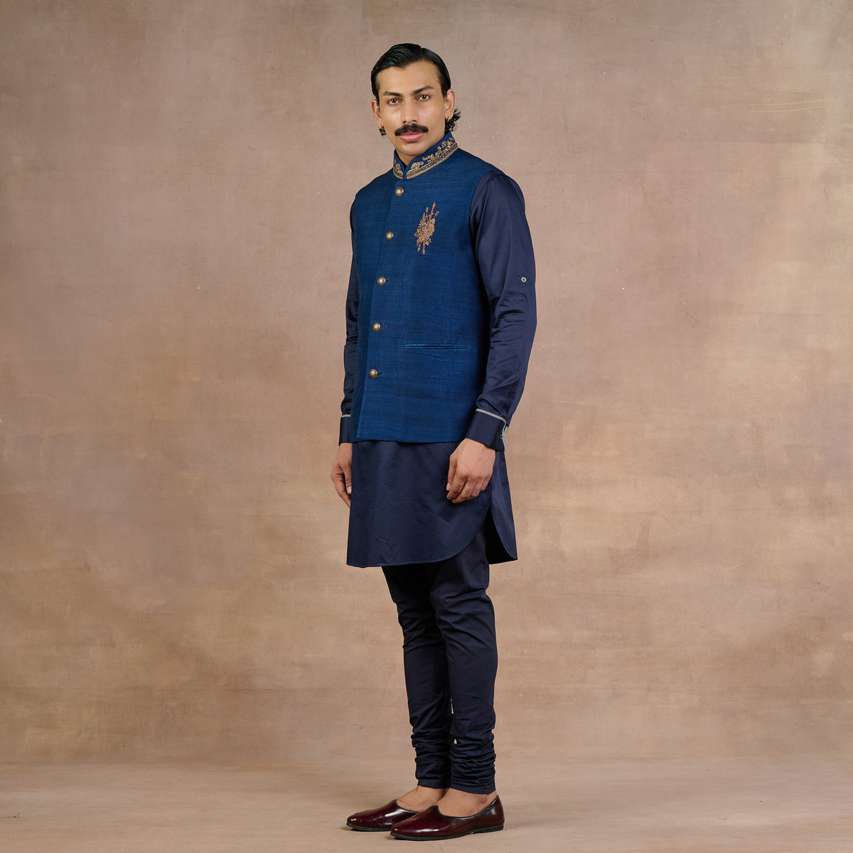 Midnight Blue Nehru Jacket | Siddi