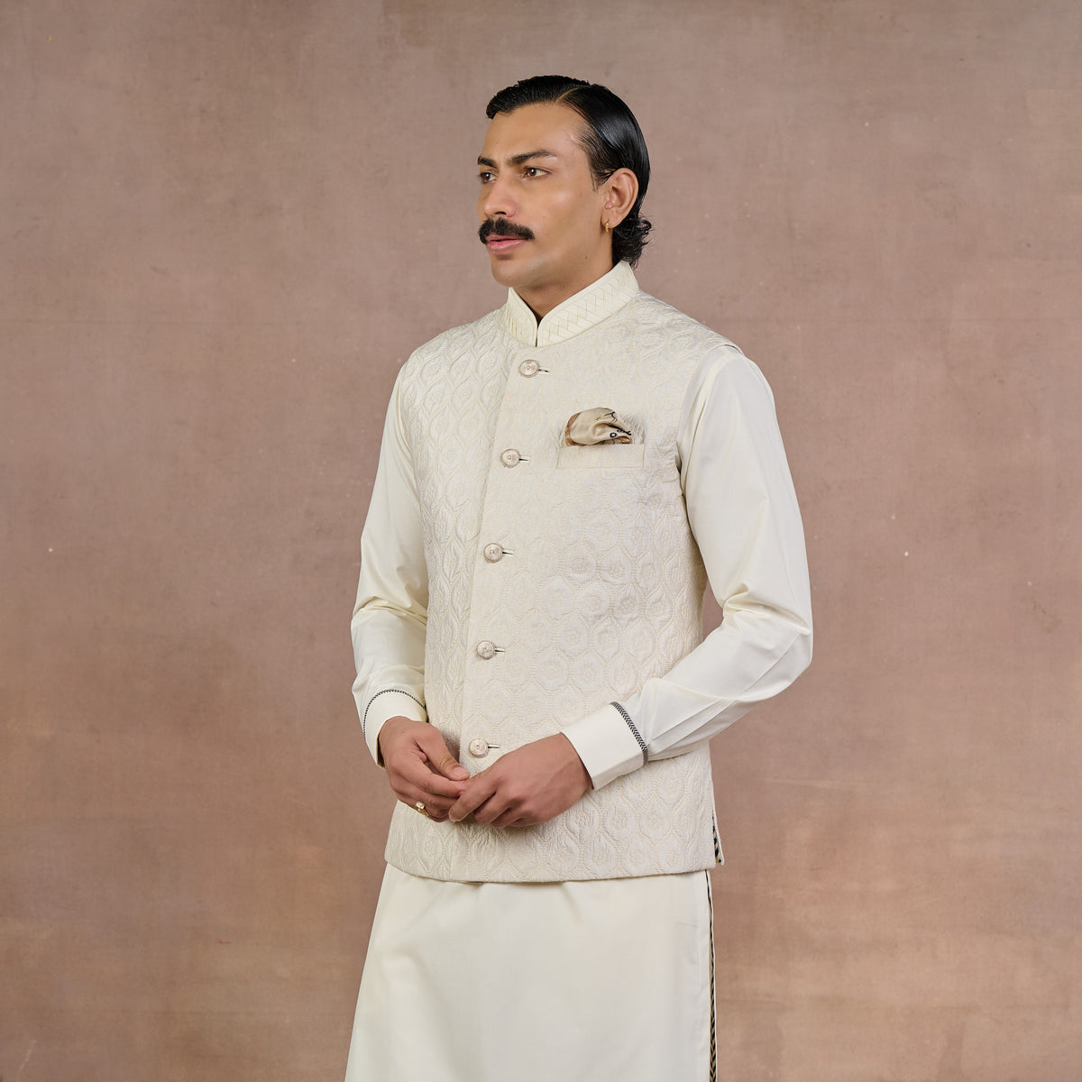 Pearl Ivory Nehru Jacket | Siddi