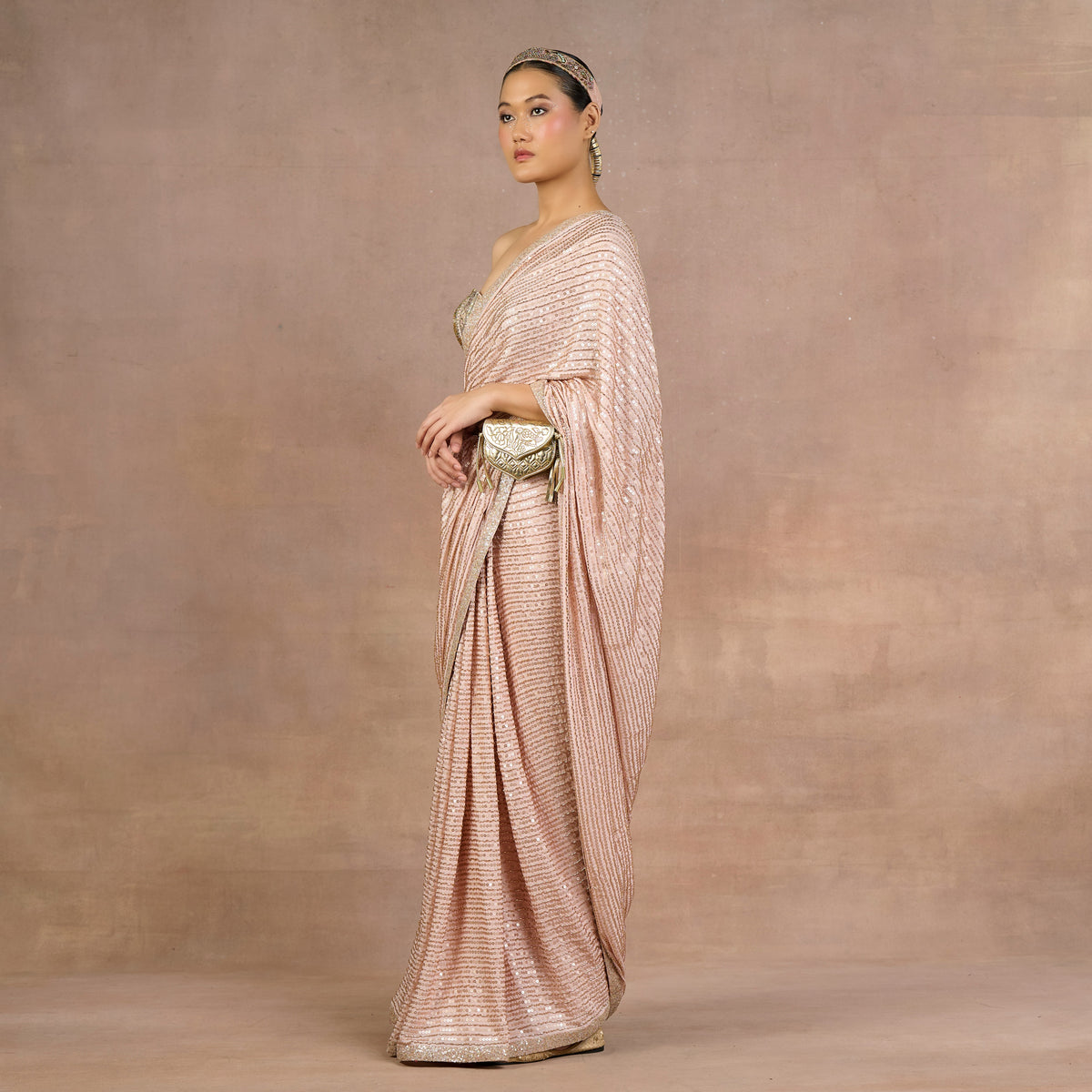 Blush Pink Corset Saree Set | Siddi