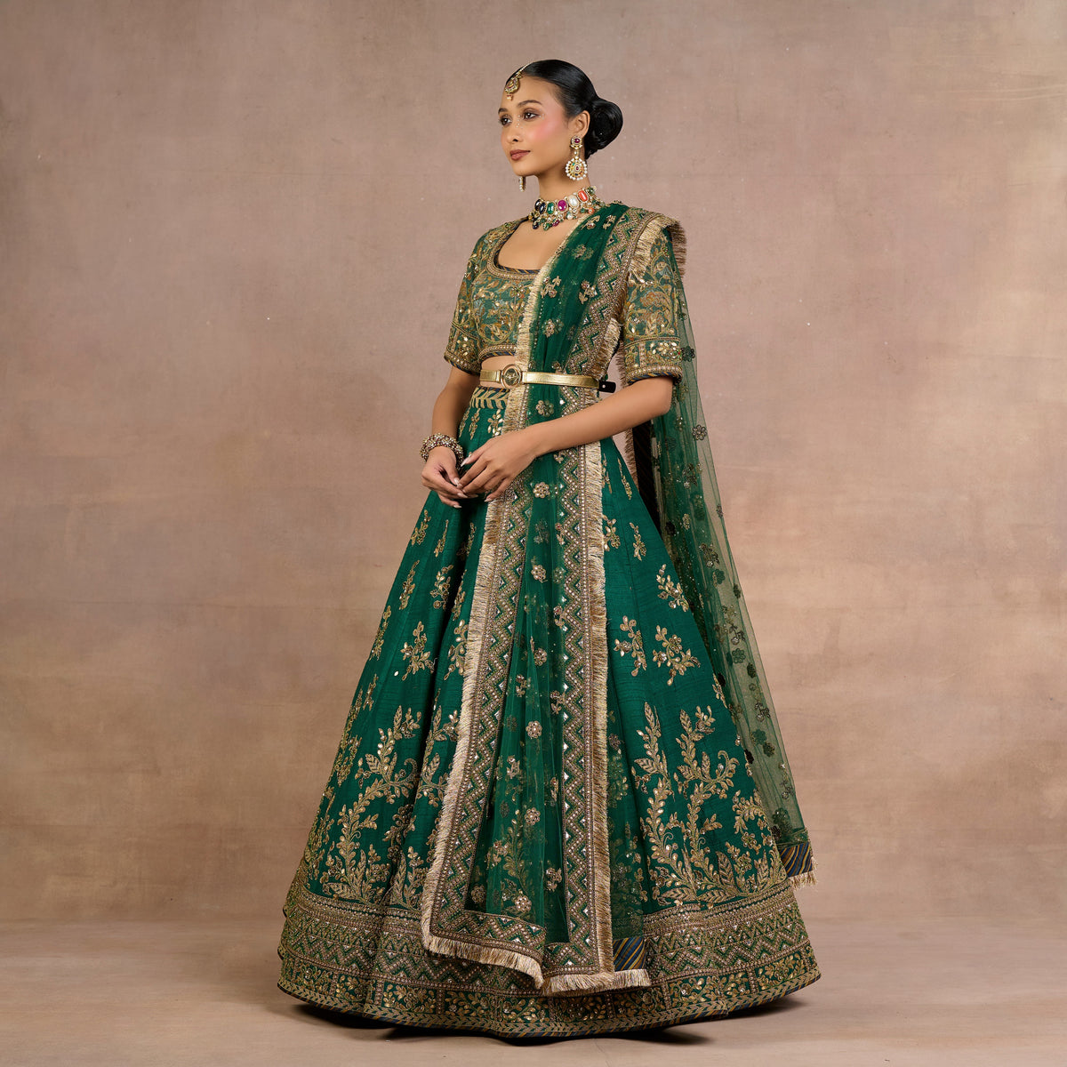 Emerald Green Lehenga Set | Siddi