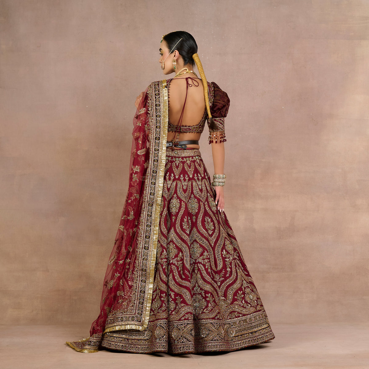 Burgundy-Gold Lehenga Set | Siddi