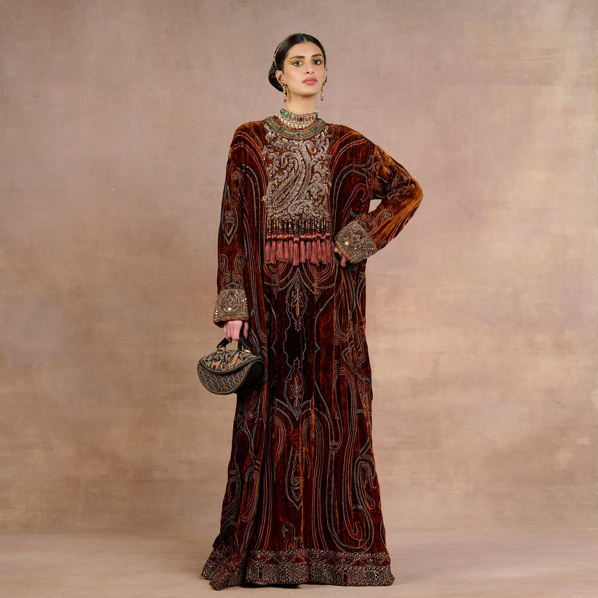 Rust Jamawar Kaftan | Siddi
