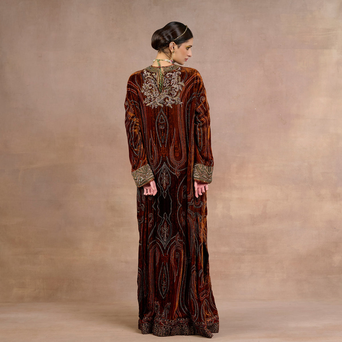 Rust Jamawar Kaftan | Siddi